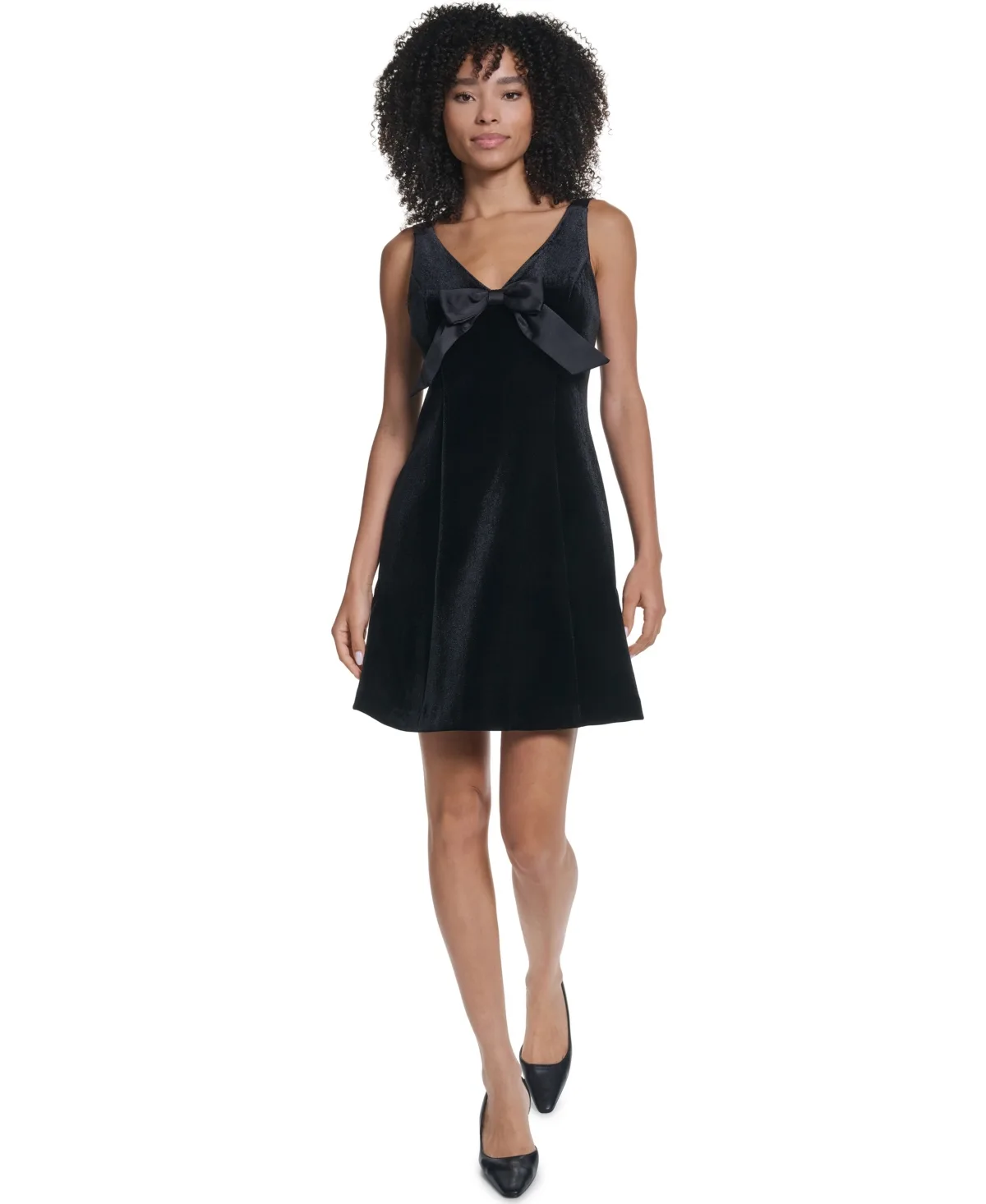 Velvet Fit & Flare V-Neck Dress