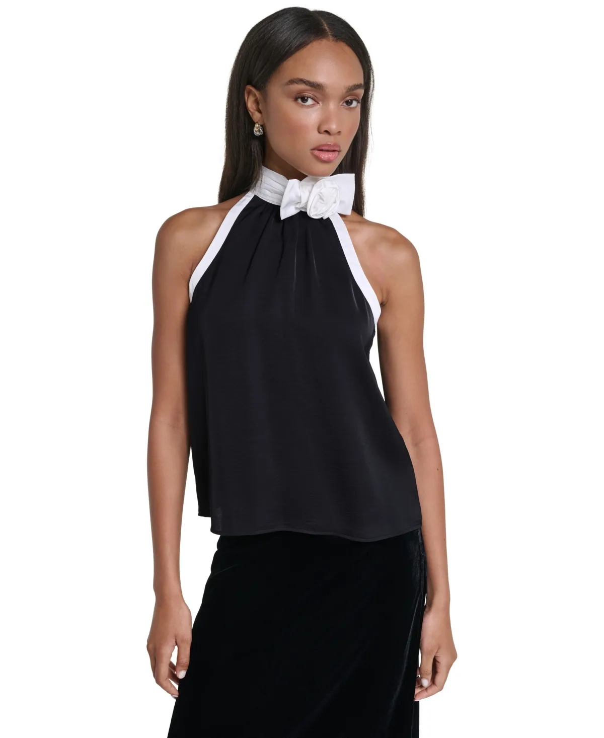 Halter Colorblock Blouse by Karl Lagerfeld