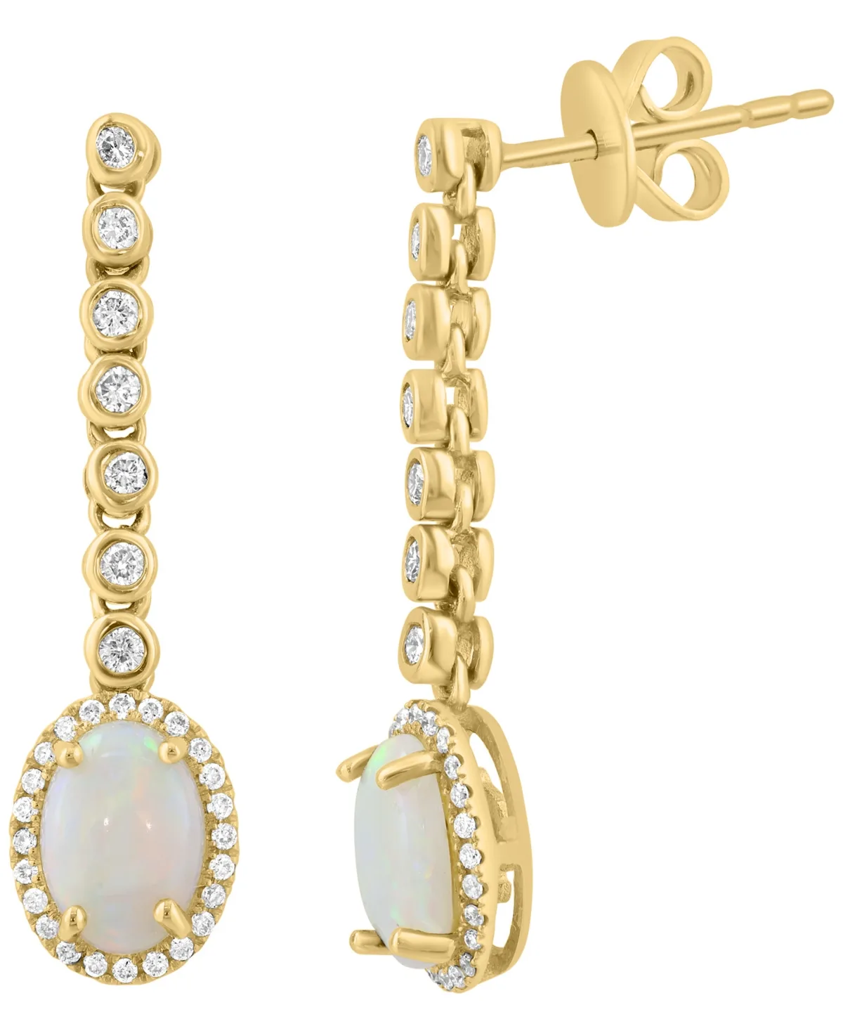 Diamond and Opal Drop Earrings (1/3 ct. t.w.) in 14k Yellow Gold by Effy Collection