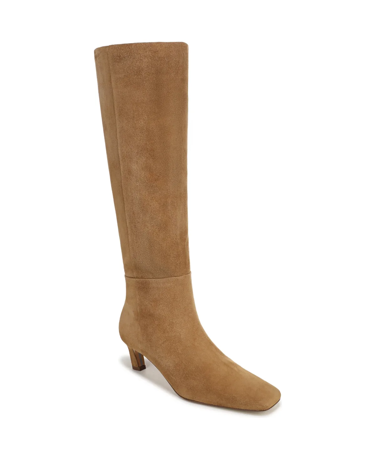 Perla Wide-Calf Square Toe Knee-High Boots - Bamboo Brown Suede
