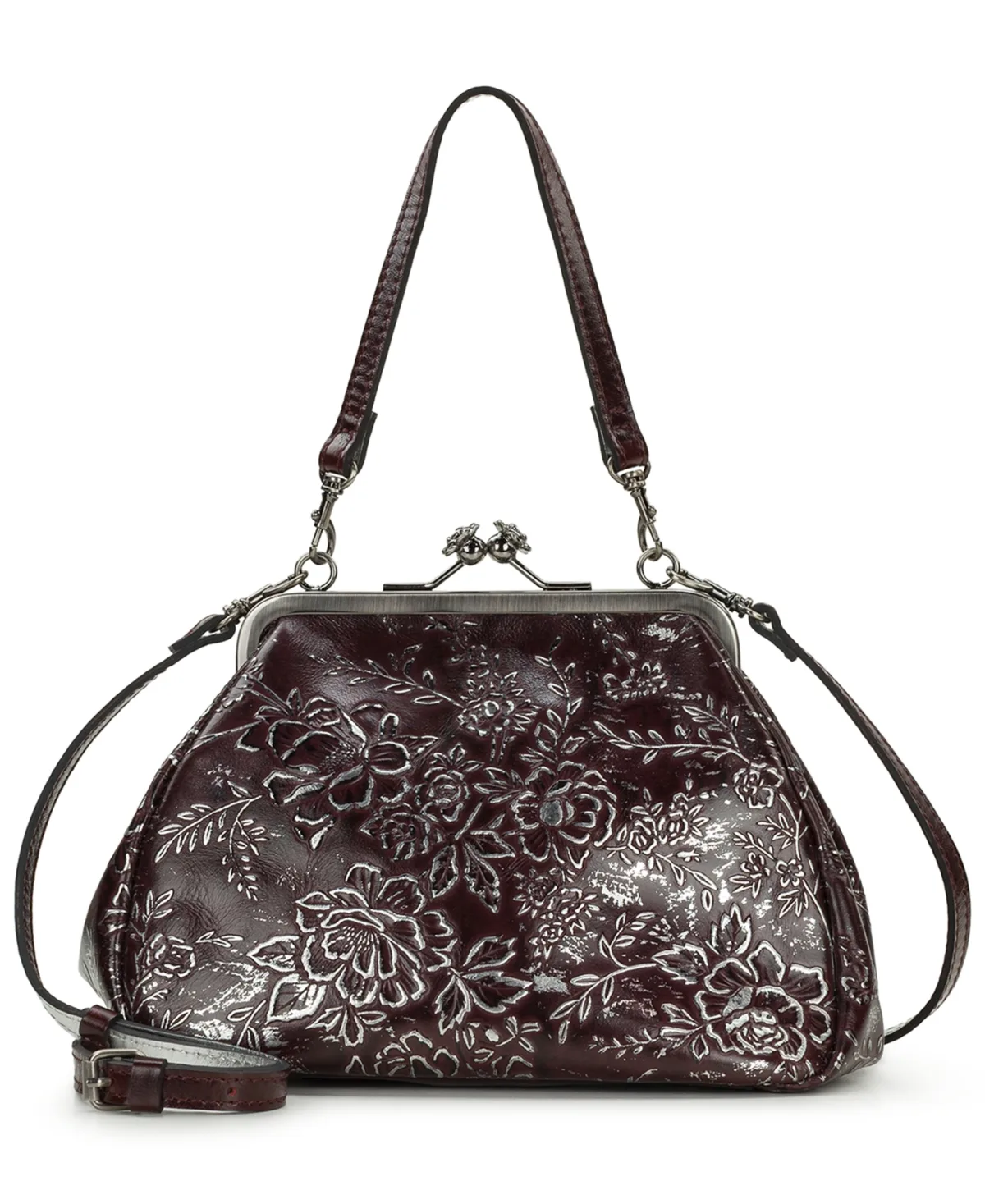 Tabby Leather Kiss-Lock Small Crossbody Handbag by Patricia Nash