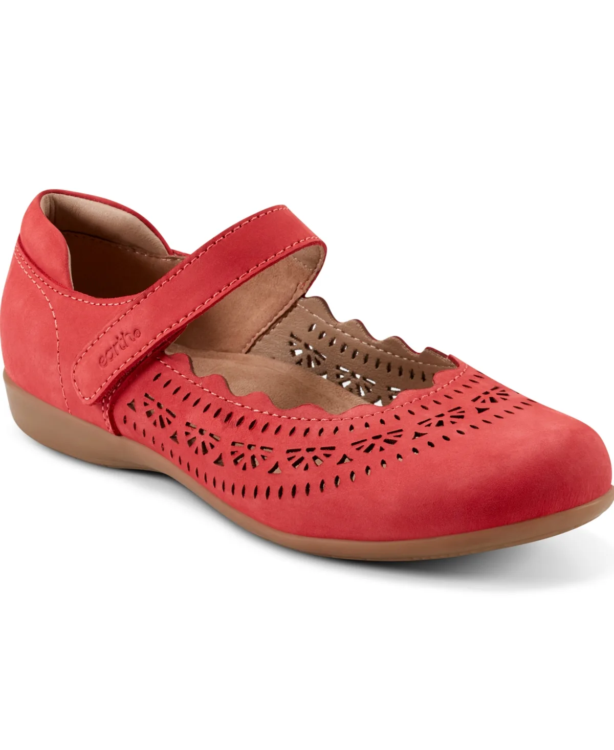 Brady Leather Mary Jane Flats - Red Nubuck by Earth