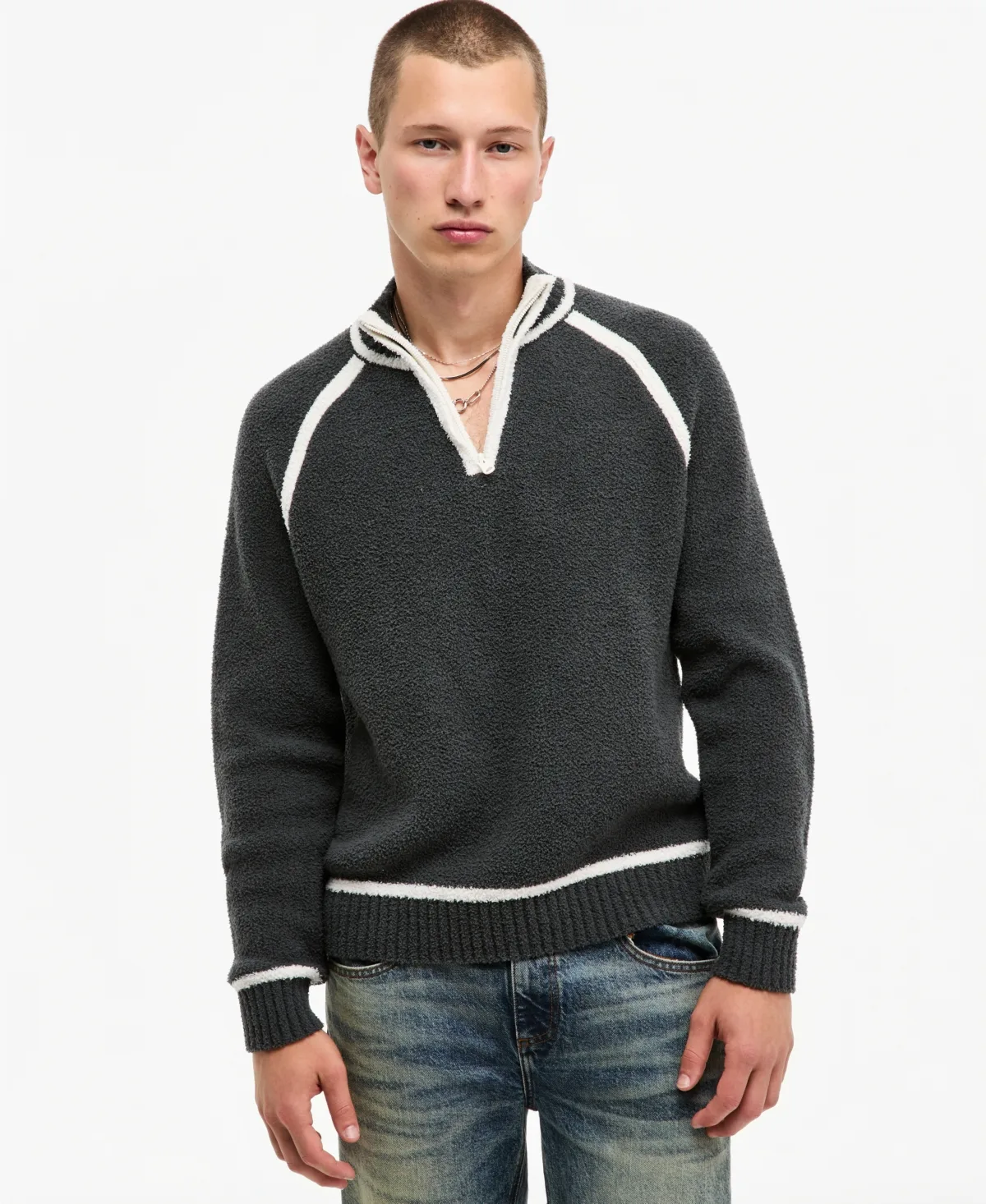 Quarter-Zip Mock Neck Relaxed-Fit Sweater by Mode of One