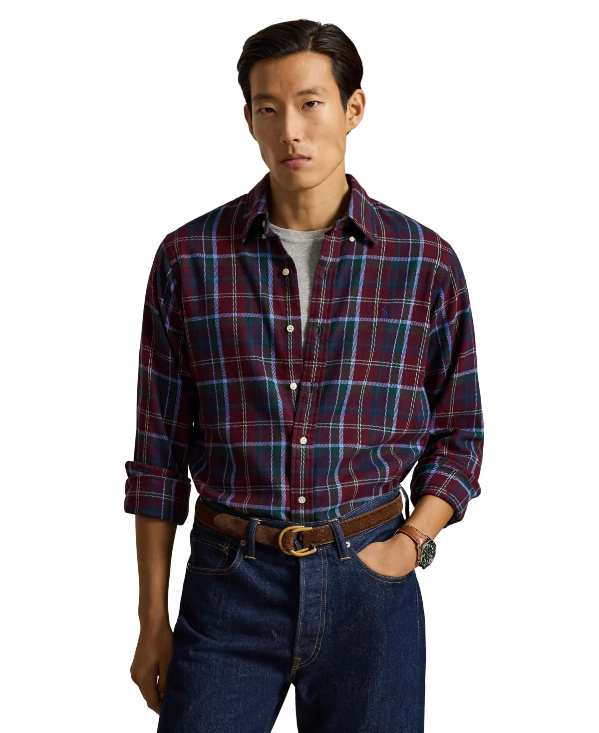 Long-Sleeve Plaid Brushed Flannel Shirt by Polo Ralph Lauren