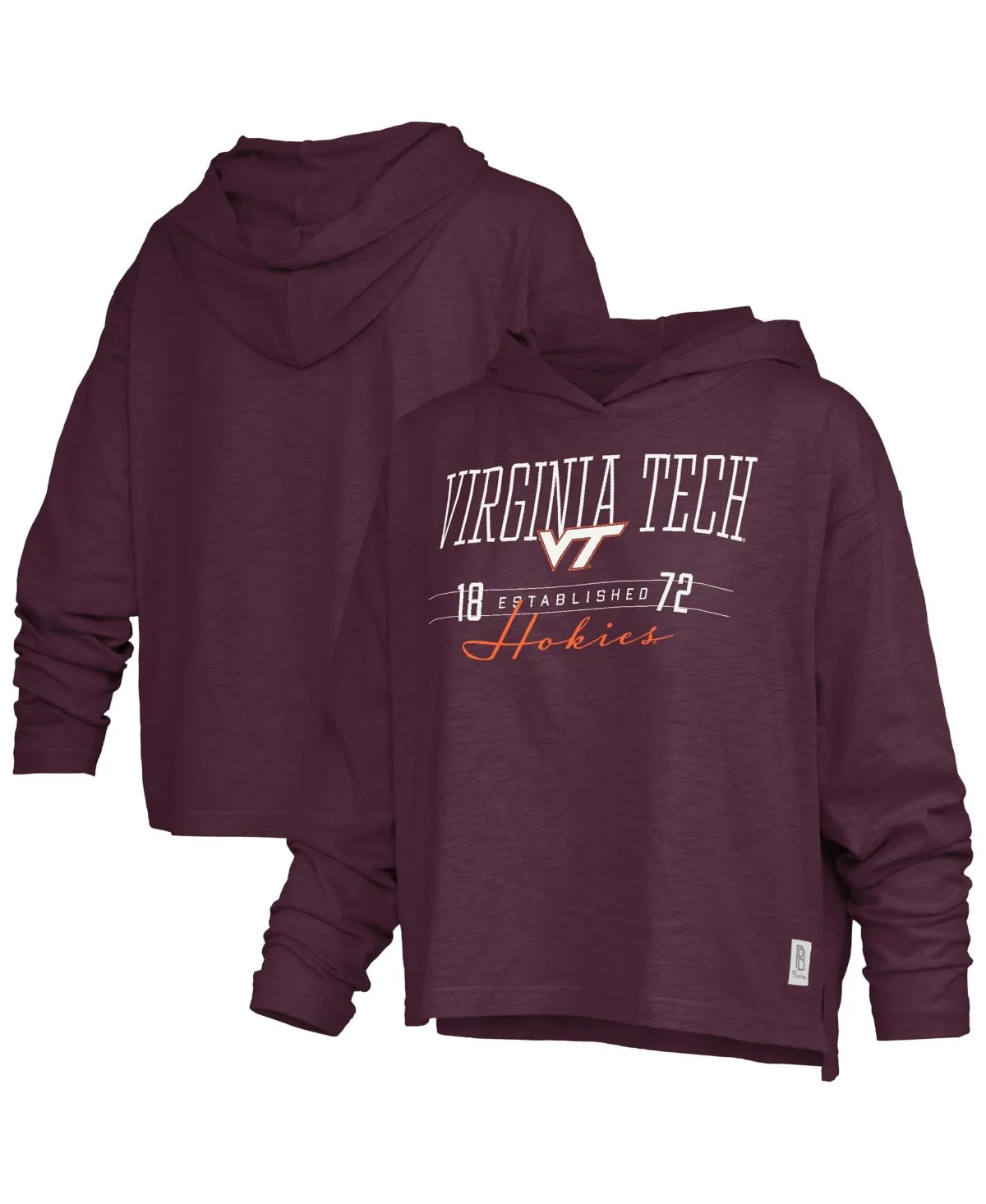 Virginia Tech Hokies Castillo Slub Waist Length Long-Sleeves Hoodie by Pressbox