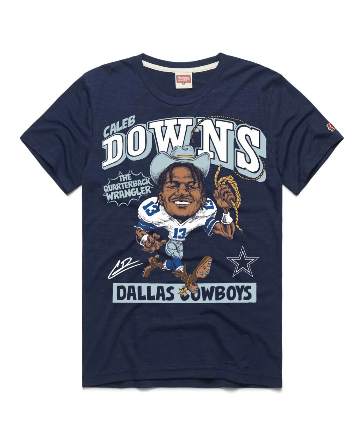 Dallas Cowboys Caleb Downs Caricature Tri-Blend T-Shirt by Homage
