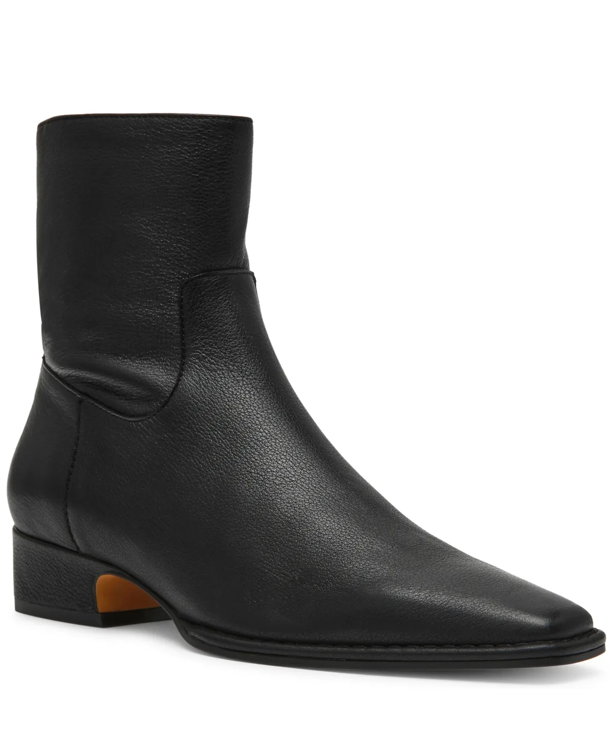 Dorene Block Heel Ankle Booties - Black Leather by Steve Madden