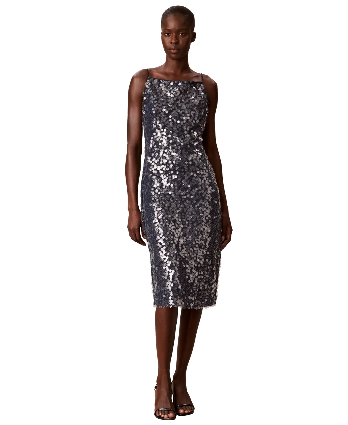 Sequin Square Neck Midi Dress by Calvin Klein
