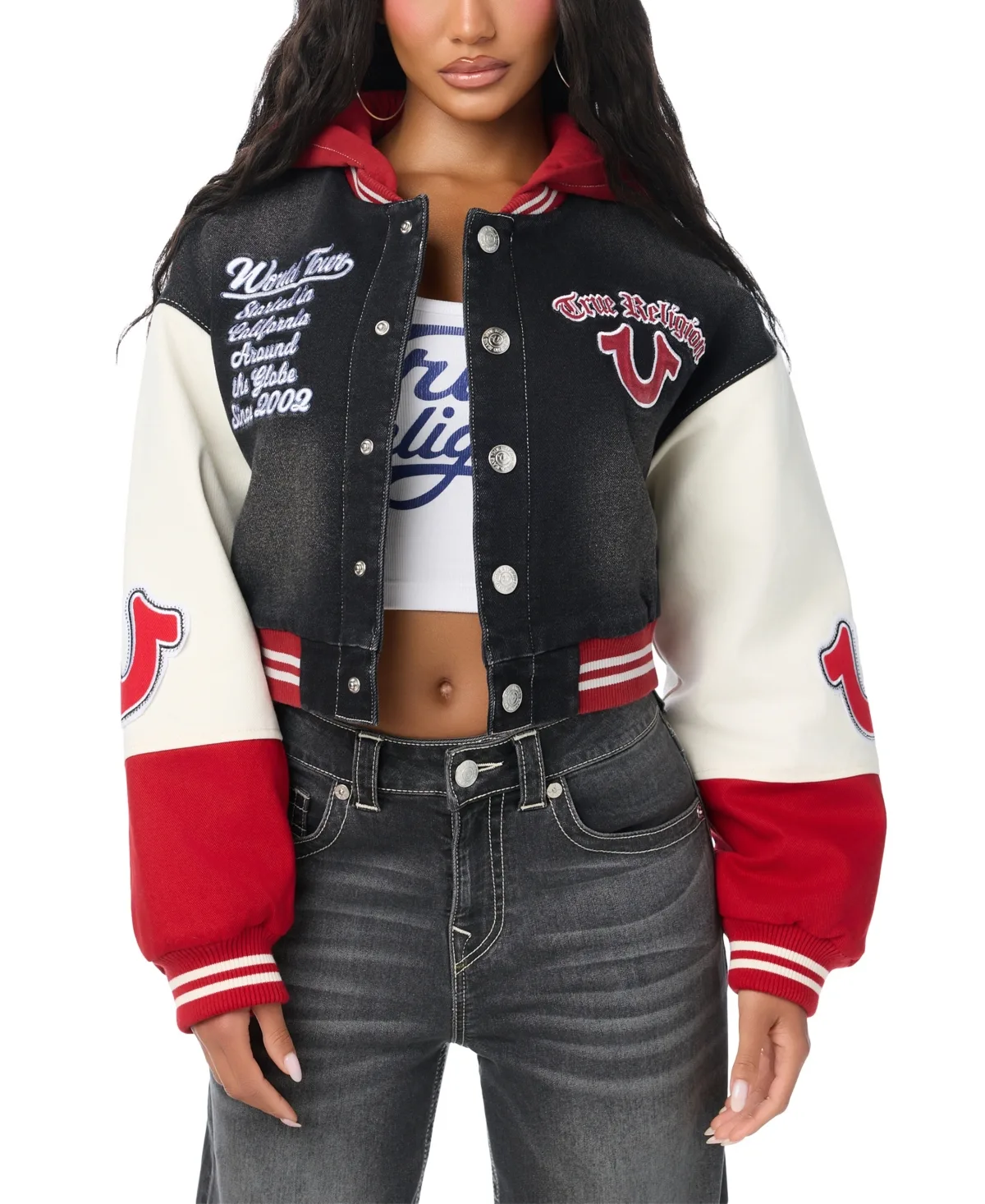 Denim Hooded Bomber Jacket by True Religion