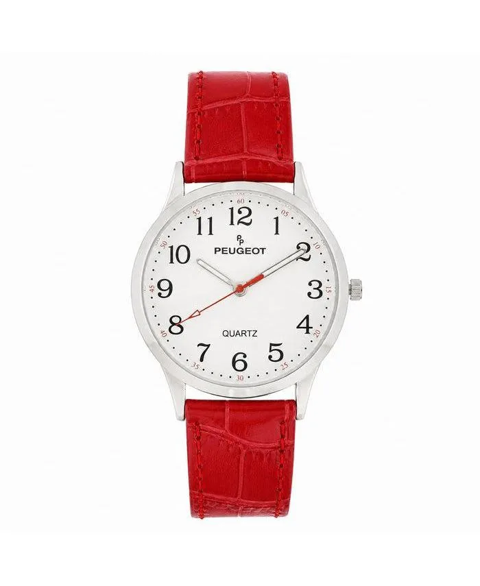 40mm Large Face Watch with Bold Arabic Numerals and Leather Band