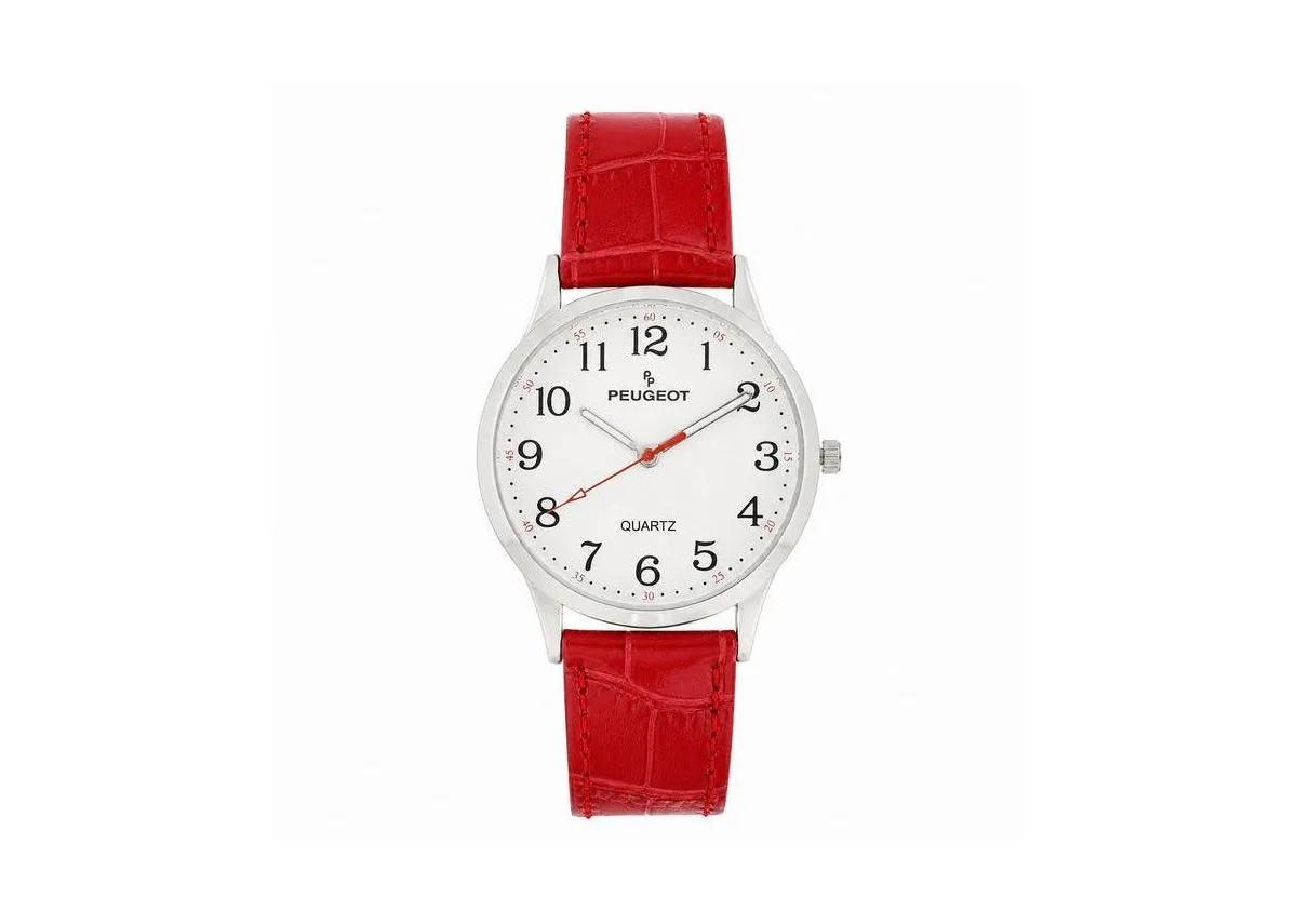 40mm Large Face Watch with Bold Arabic Numerals and Leather Band