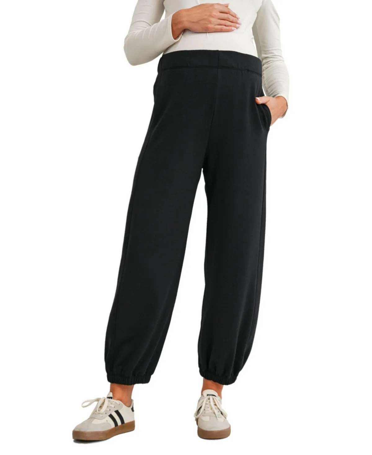 Maternity High-Rise French Terry Jogger Pants by Hello Miz