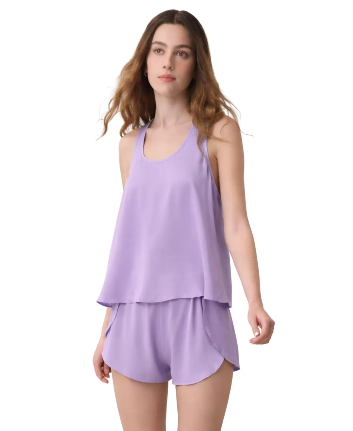 Tulip Back Washable Silk Tank and Shorts, 2-Piece Pajama Set
