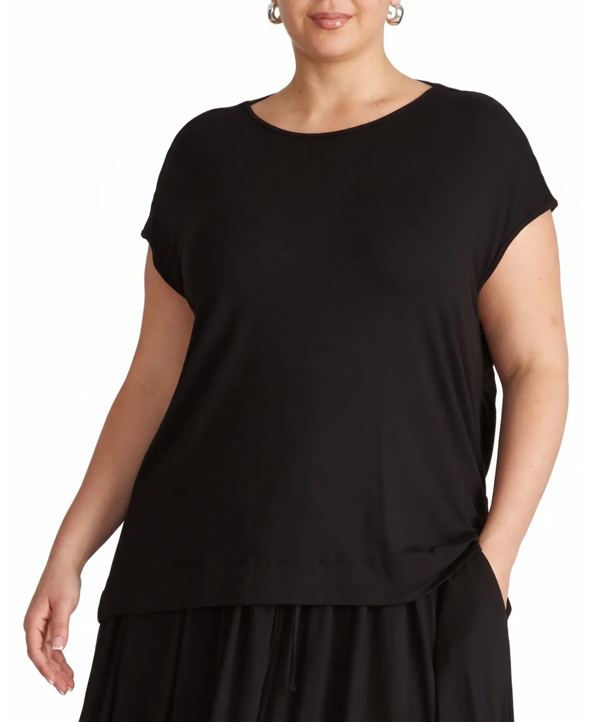 Alida Draped Liquid Jersey Boat-Neck Top by Universal Standard