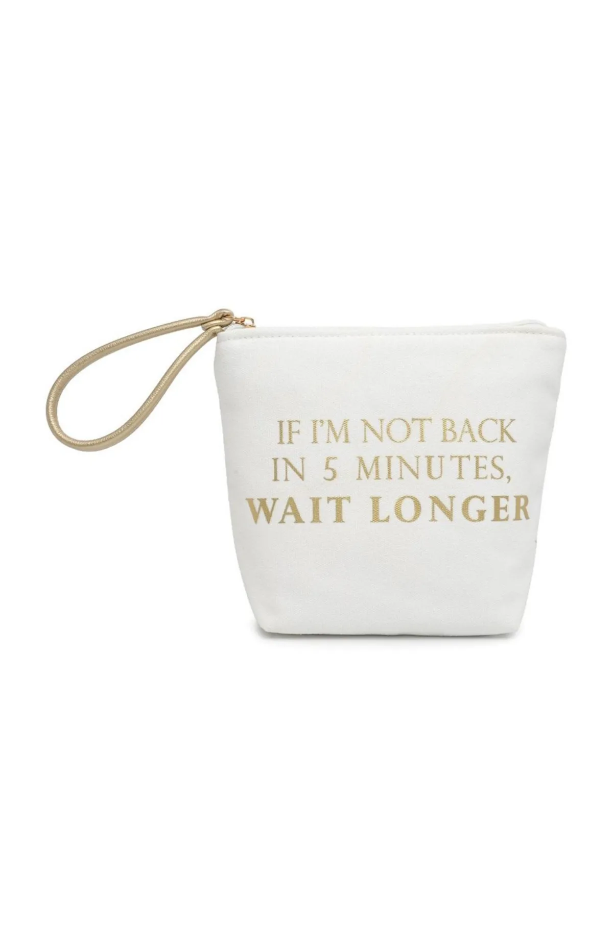 Carry-All Writing Canvas Gold-Tone Quote Wristlet by Urban Expressions