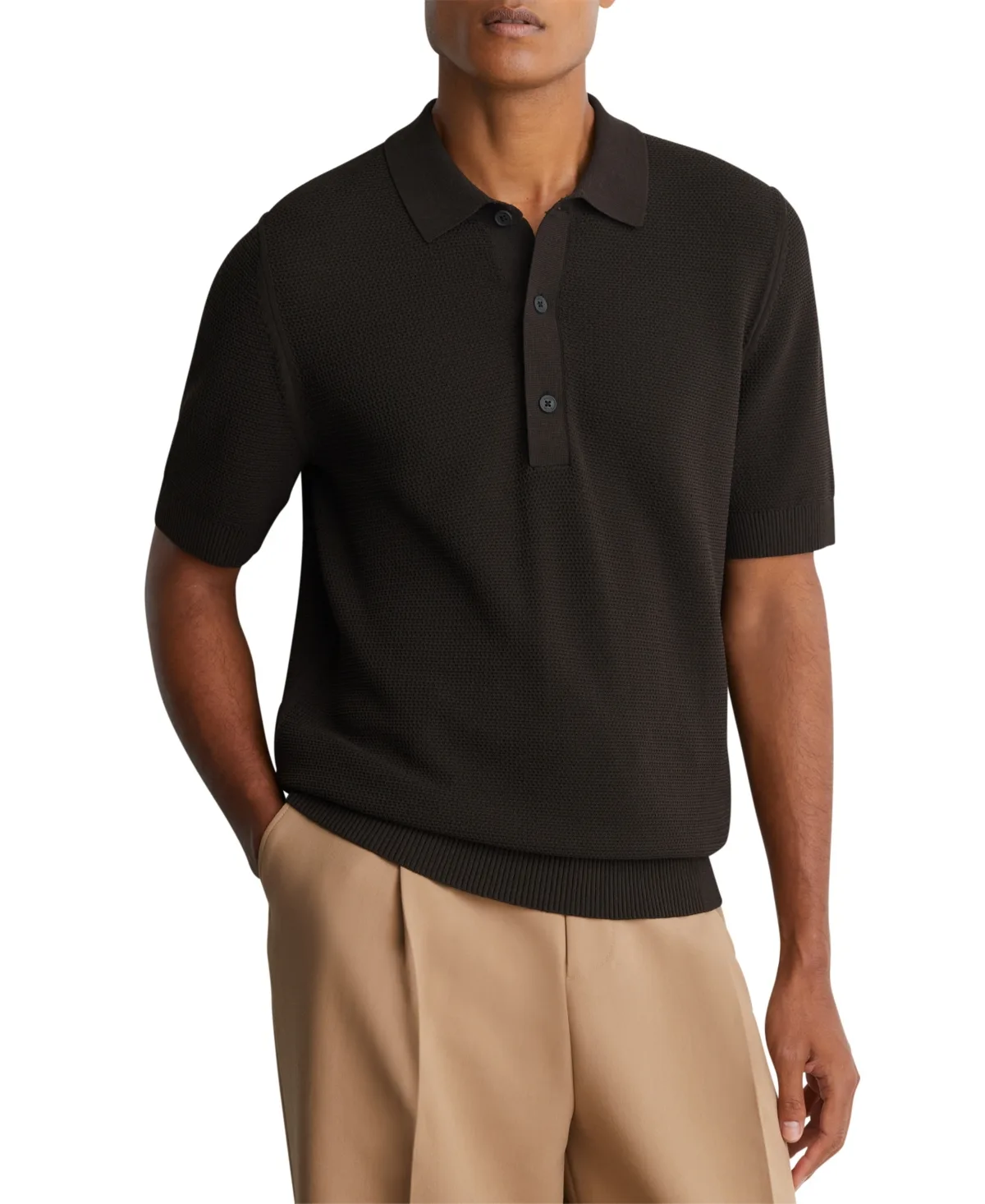 Warren Basket-Stitch Knit Cotton-Blend Polo Shirt