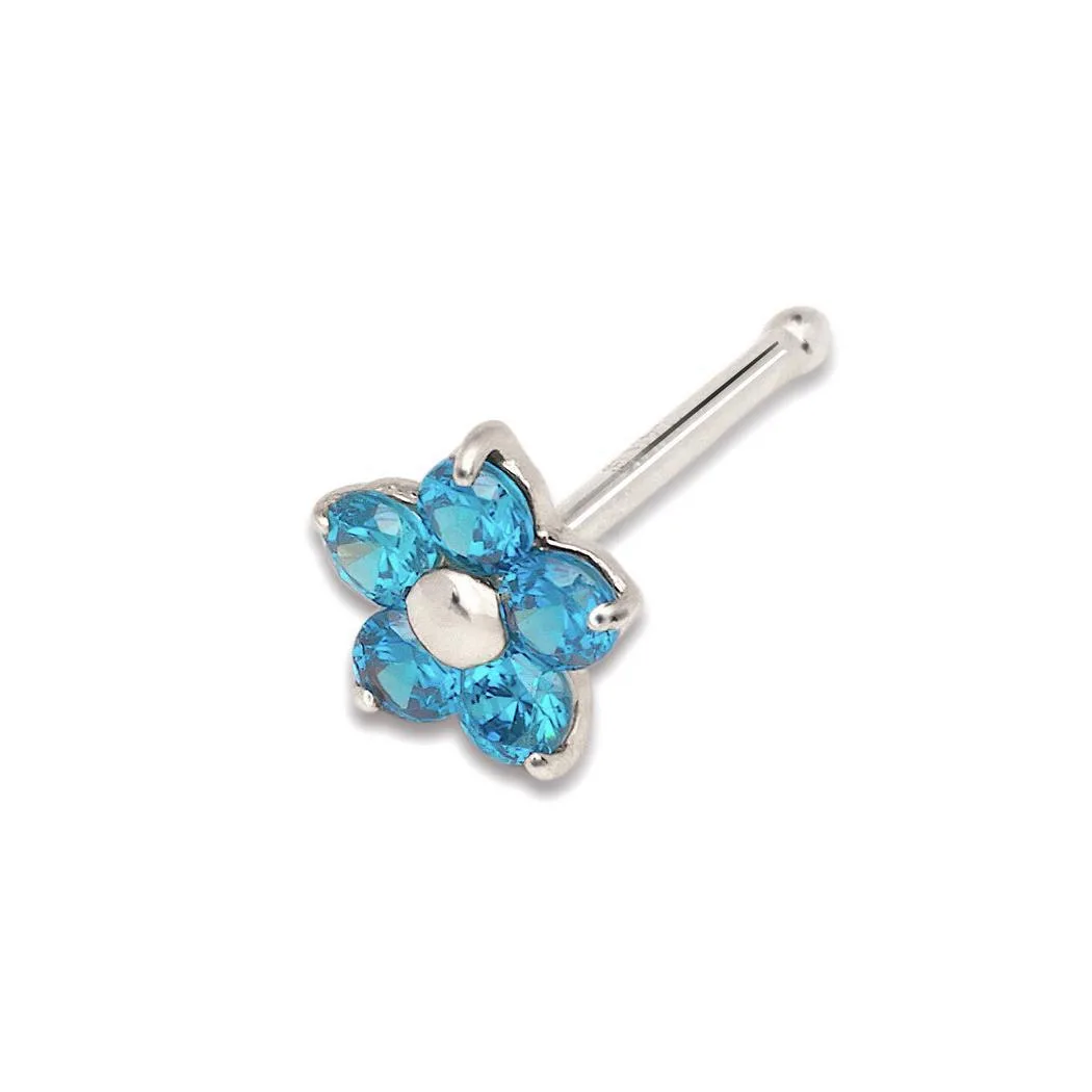 Solid 14k Cubic Zirconia 3mm Flower Nose Stud by Curata