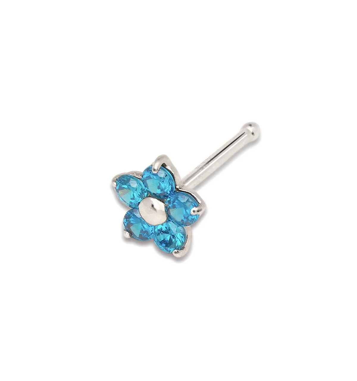 Solid 14k Cubic Zirconia 3mm Flower Nose Stud by Curata
