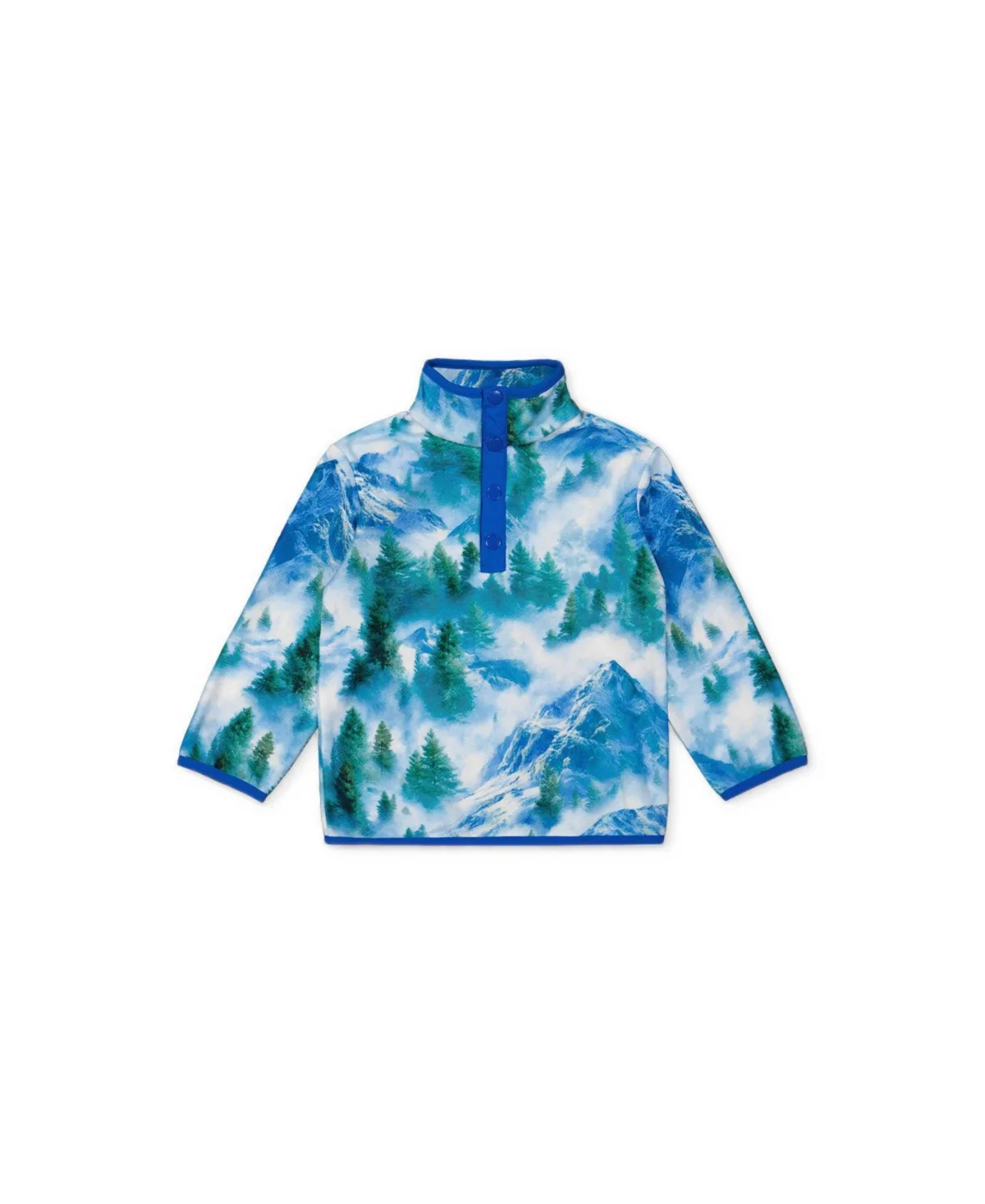 Half-Zip Pullover Plush Mountain-Print Fleece Jacket by Deux Par Deux