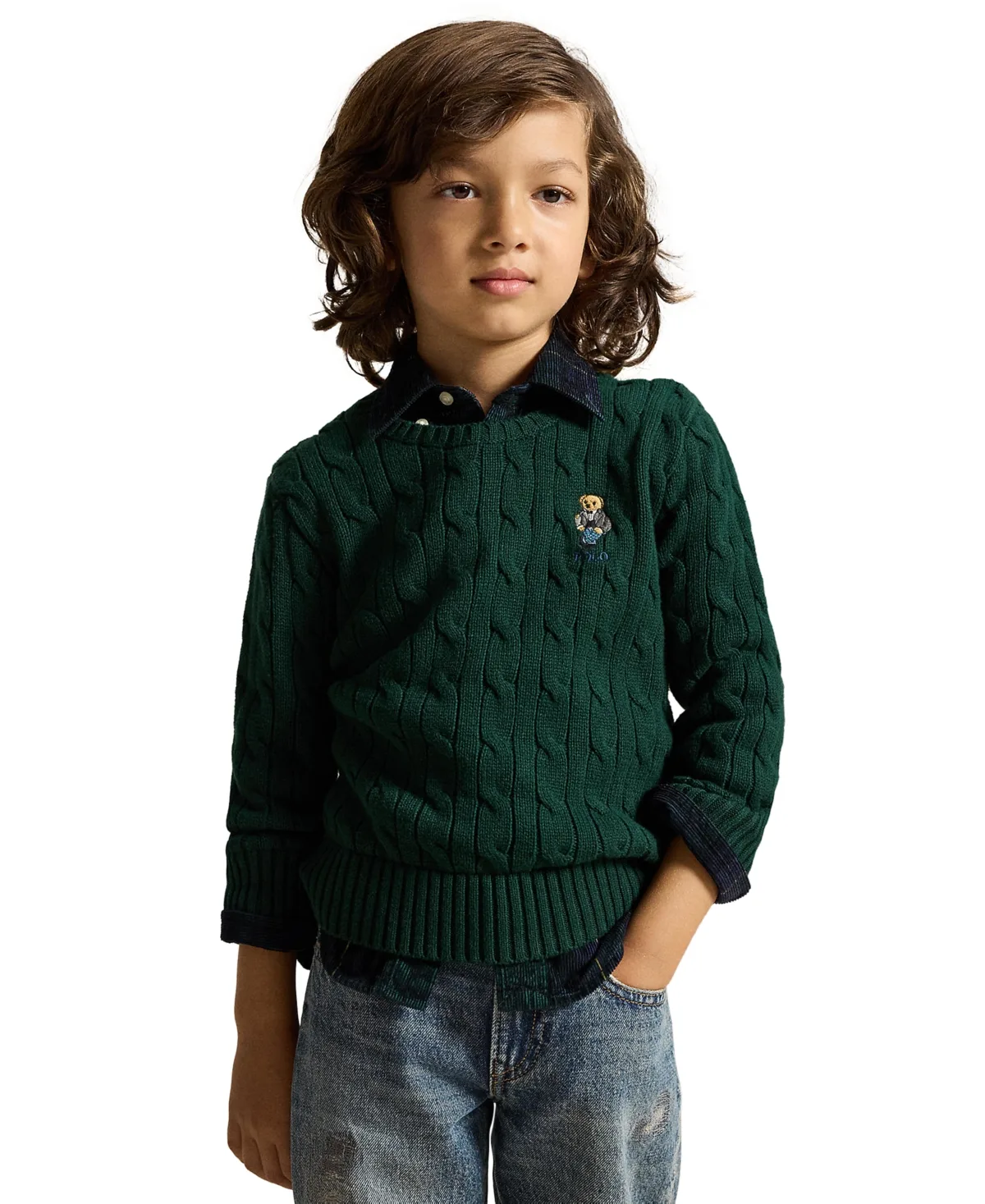Polo Bear Cable-Knit Crewneck Sweater by Polo Ralph Lauren