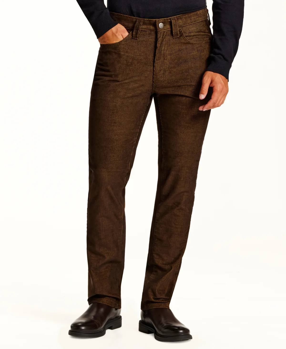 Two-Tone Regular-Fit Corduroy Pants by Vintage & Black