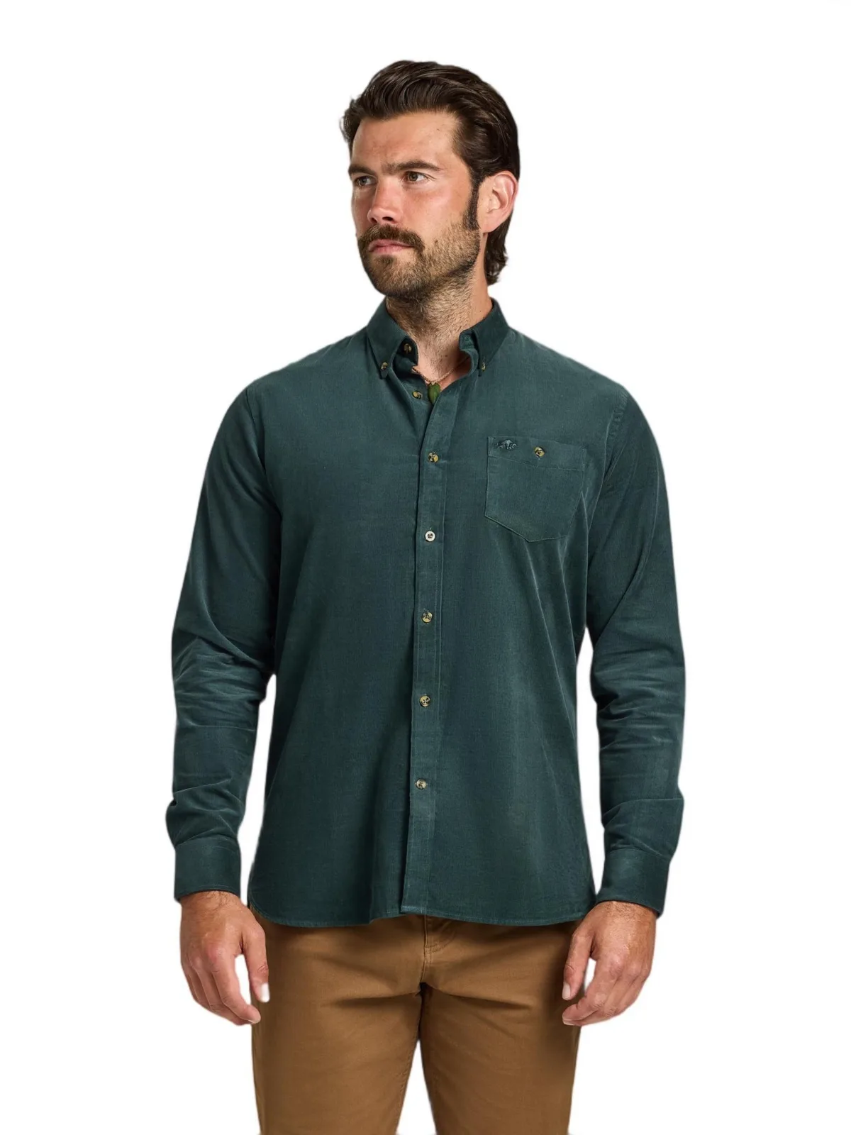 Long-Sleeve Soft-Needle Corduroy Shirt by Raging Bull