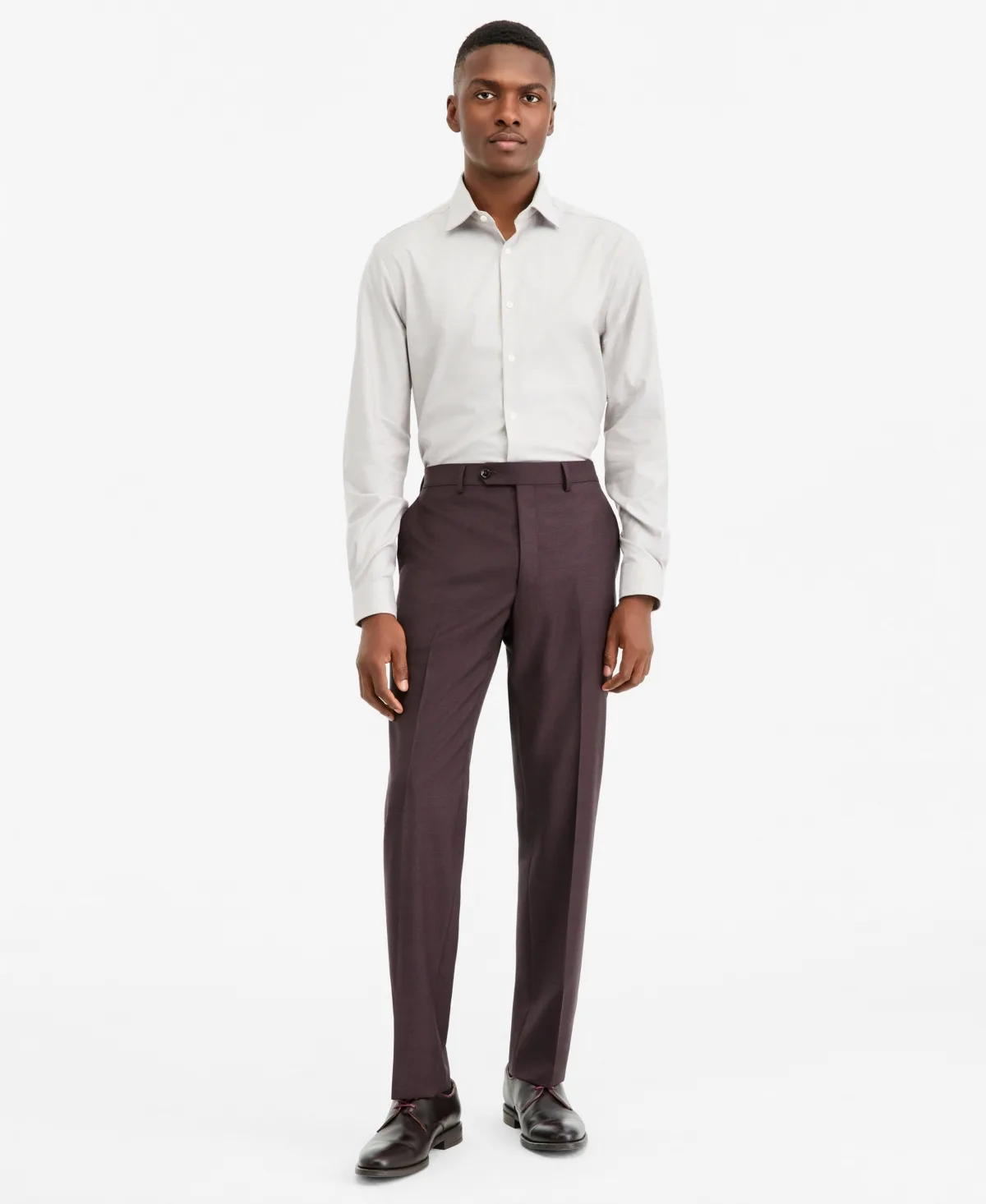 Modern-Fit Bordeaux 100% Wool Suit Separate Pants by The Mens Store