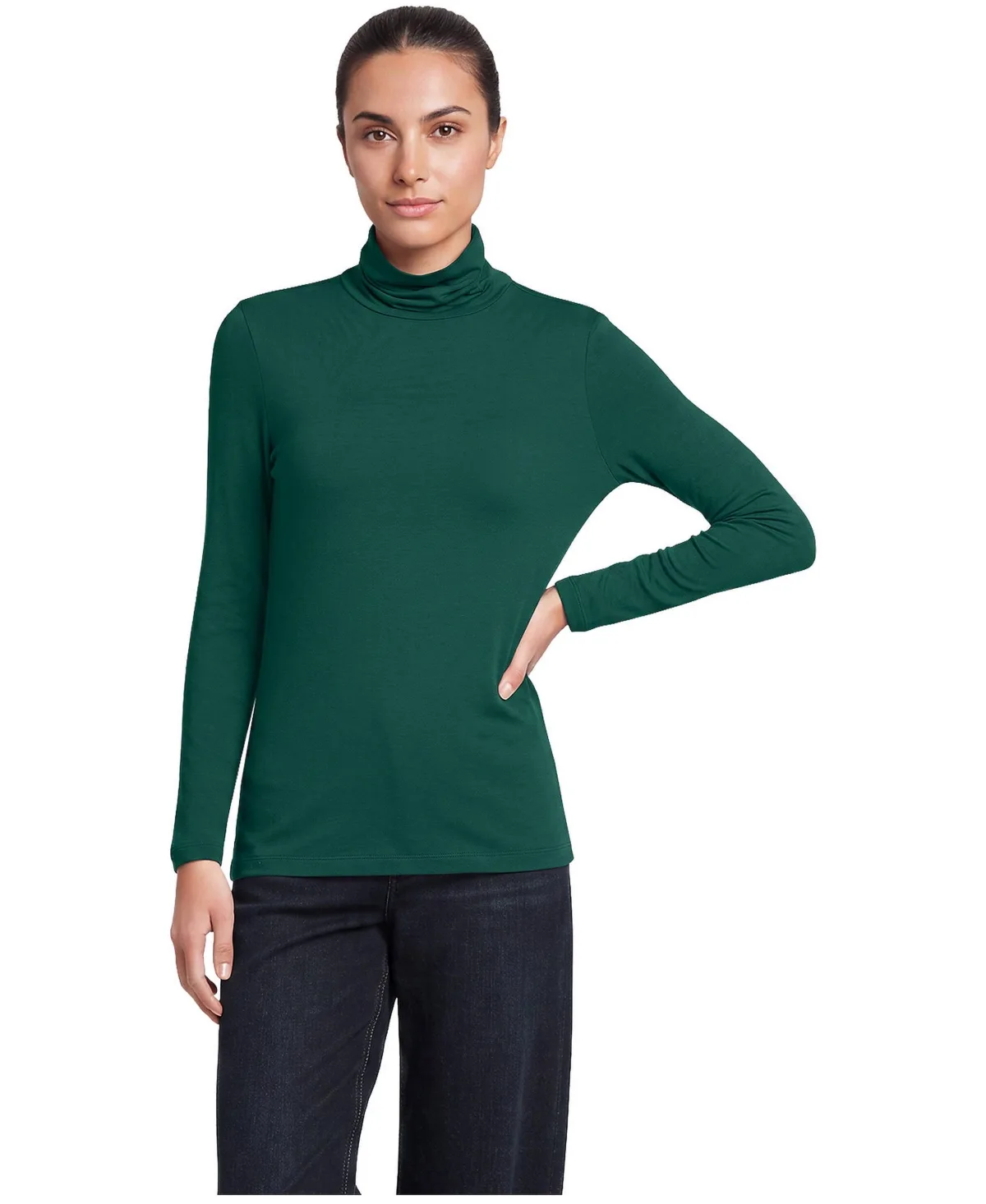 Tall Lightweight Jersey Long Sleeve Turtleneck by Lands' End