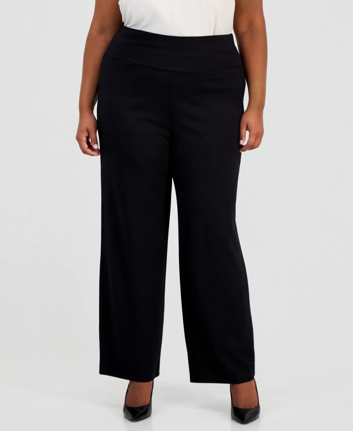 Essentials Serenity High-Rise Wide-Leg Pull-On Trouser by Anne Klein