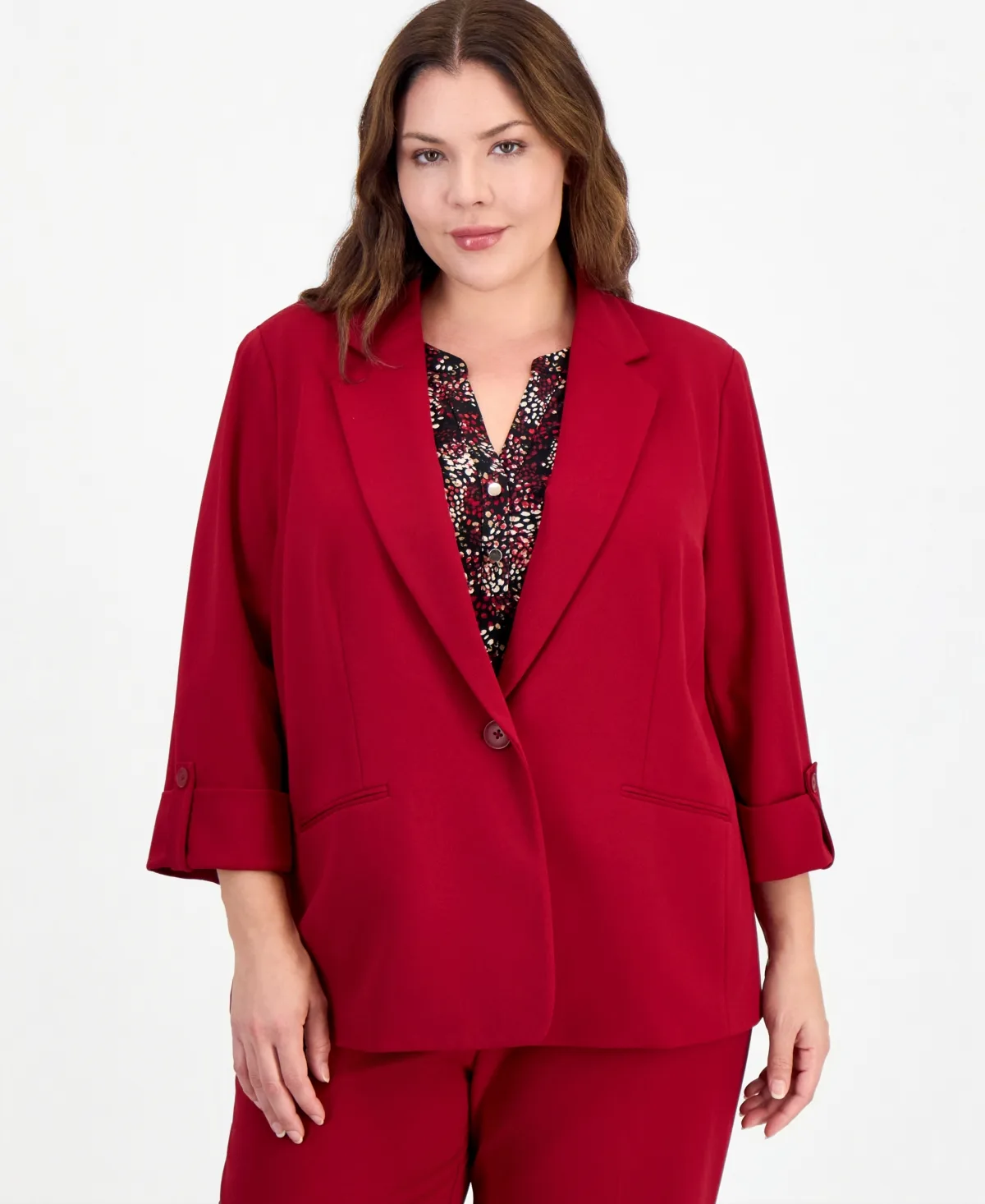 Essentials One Button Notch Collar 3/4-Sleeve Blazer by Anne Klein