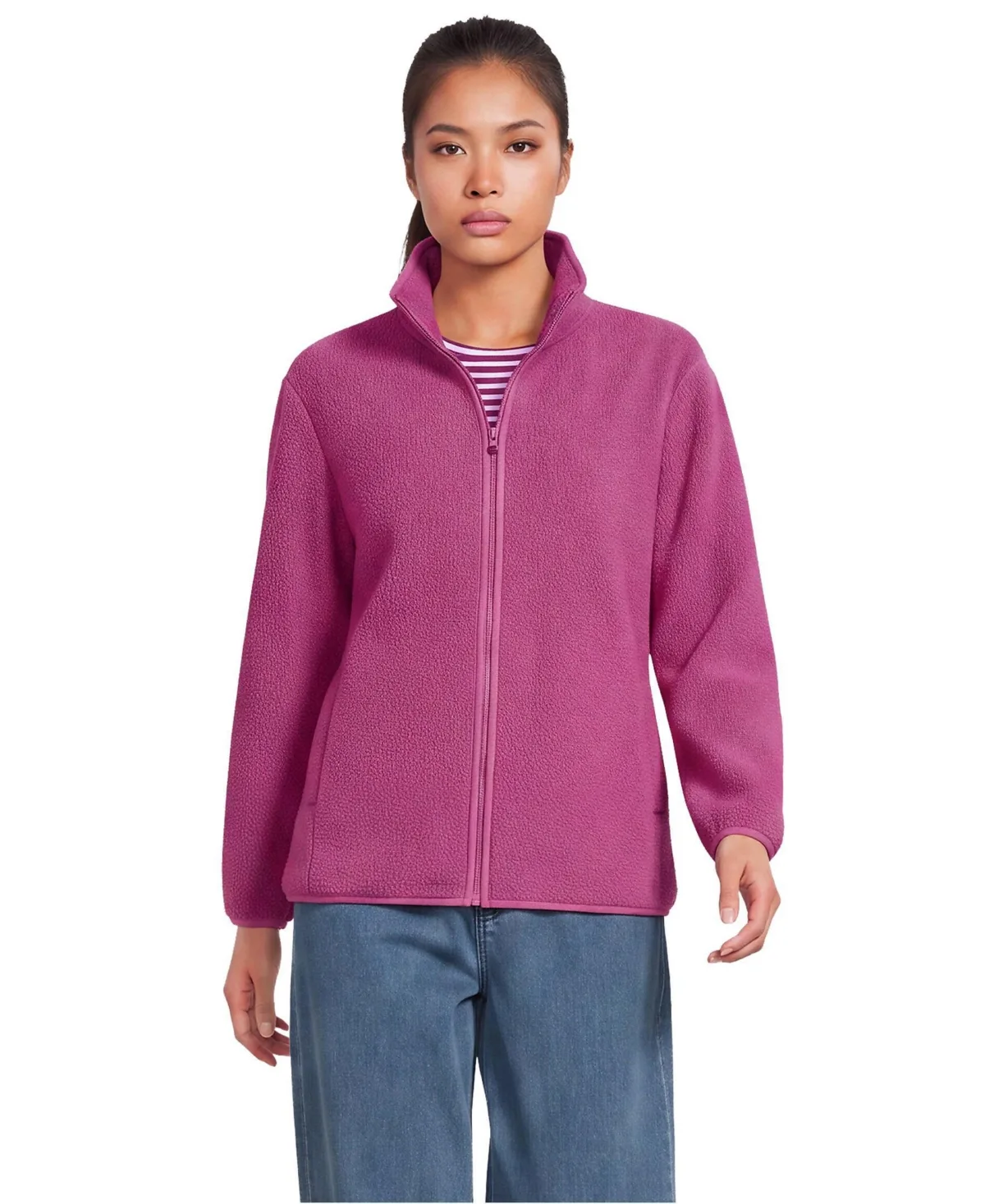 Cozy High Pile Full Zip Fleece Jacket by Lands' End