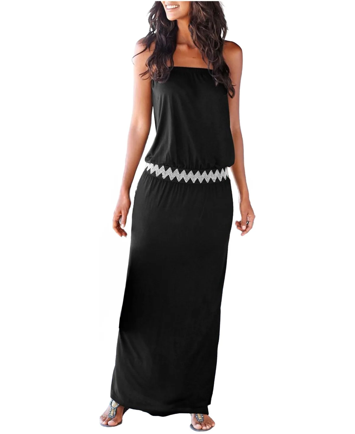 Bandeau Maxi Elastic-Waist Dress by Lascana