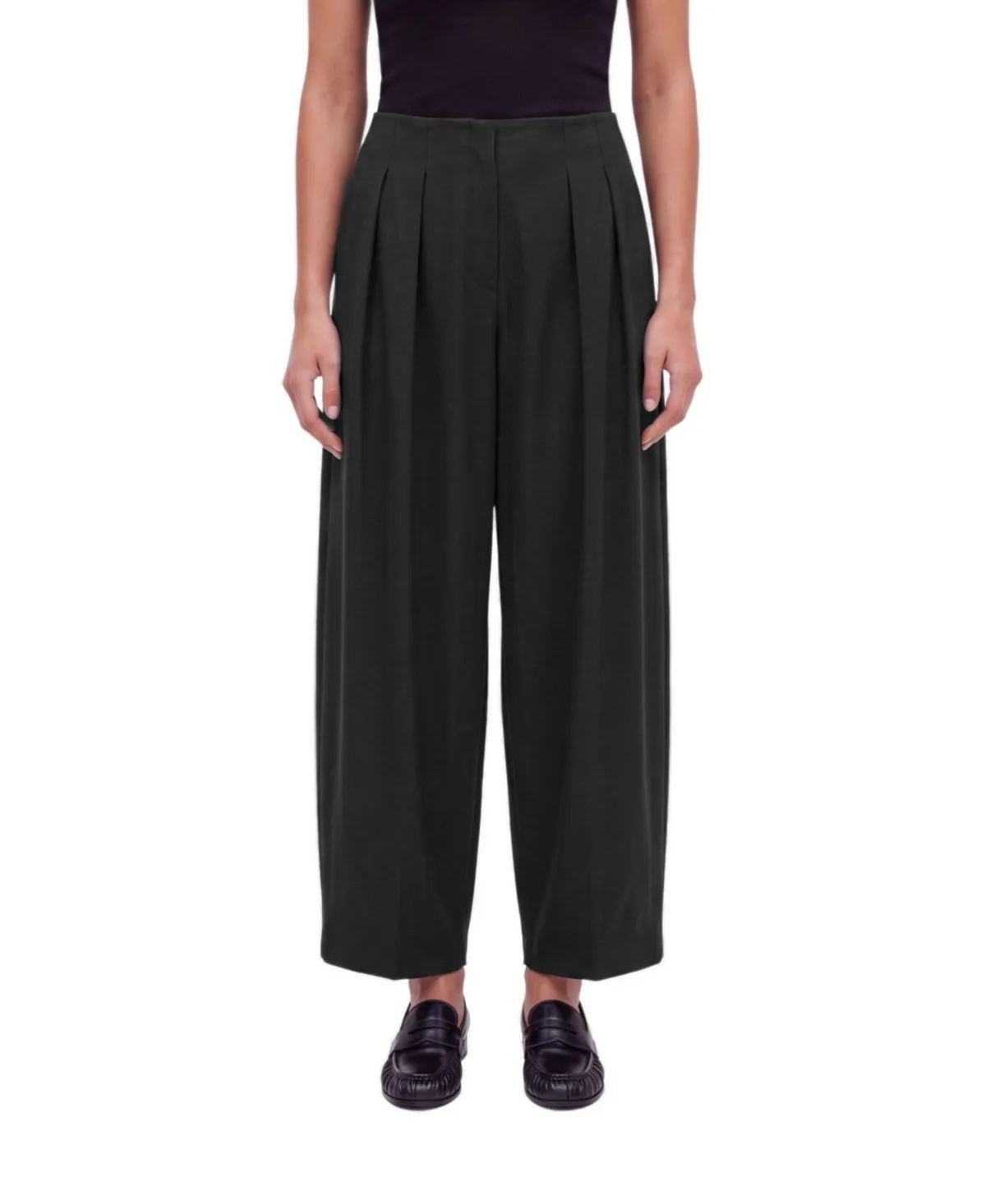 Double Pleat Belted Trousers by Nocturne
