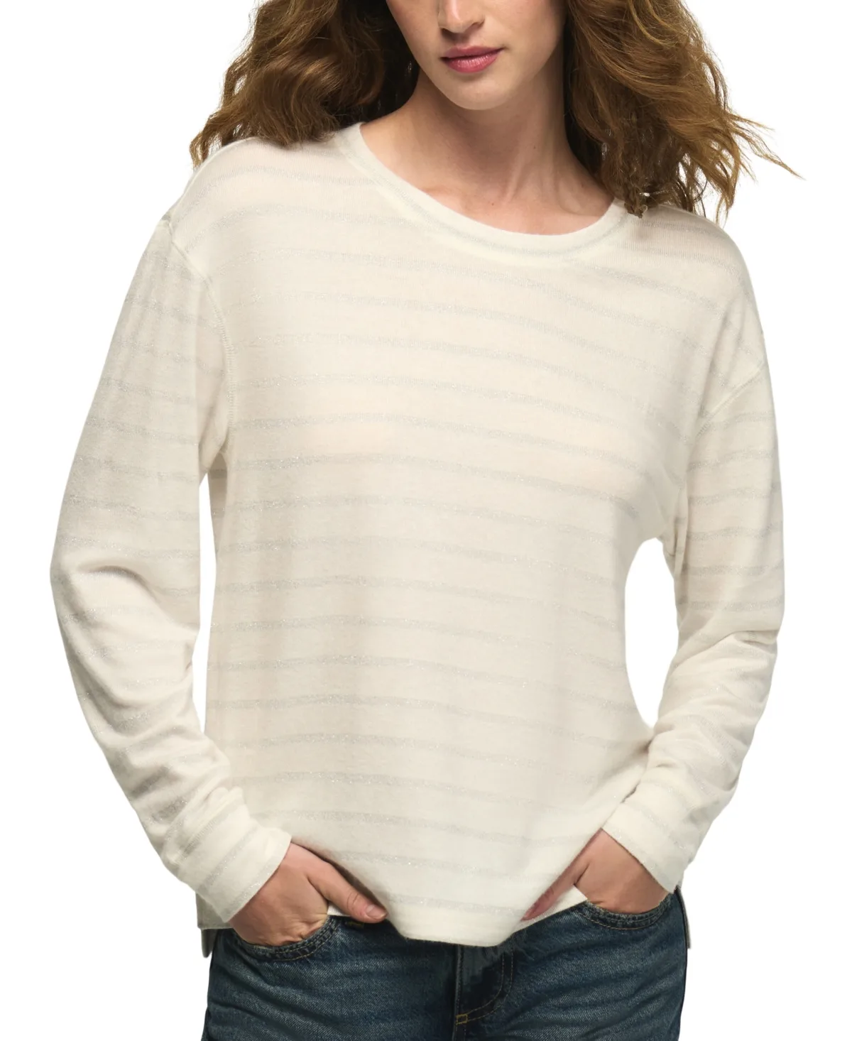 Lucky Cloud Long-Sleeve Metallic Shine Crewneck T-Shirt by Lucky Brand