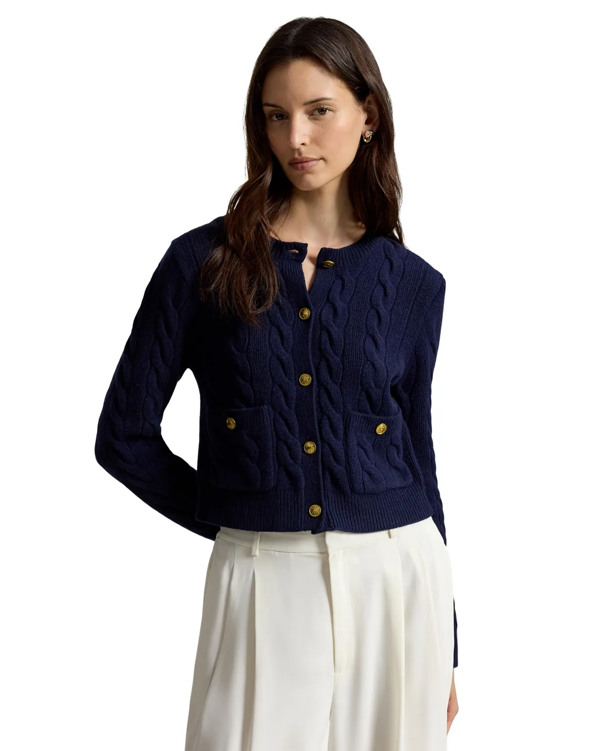 Cable-Knit Cropped Cardigan by Polo Ralph Lauren