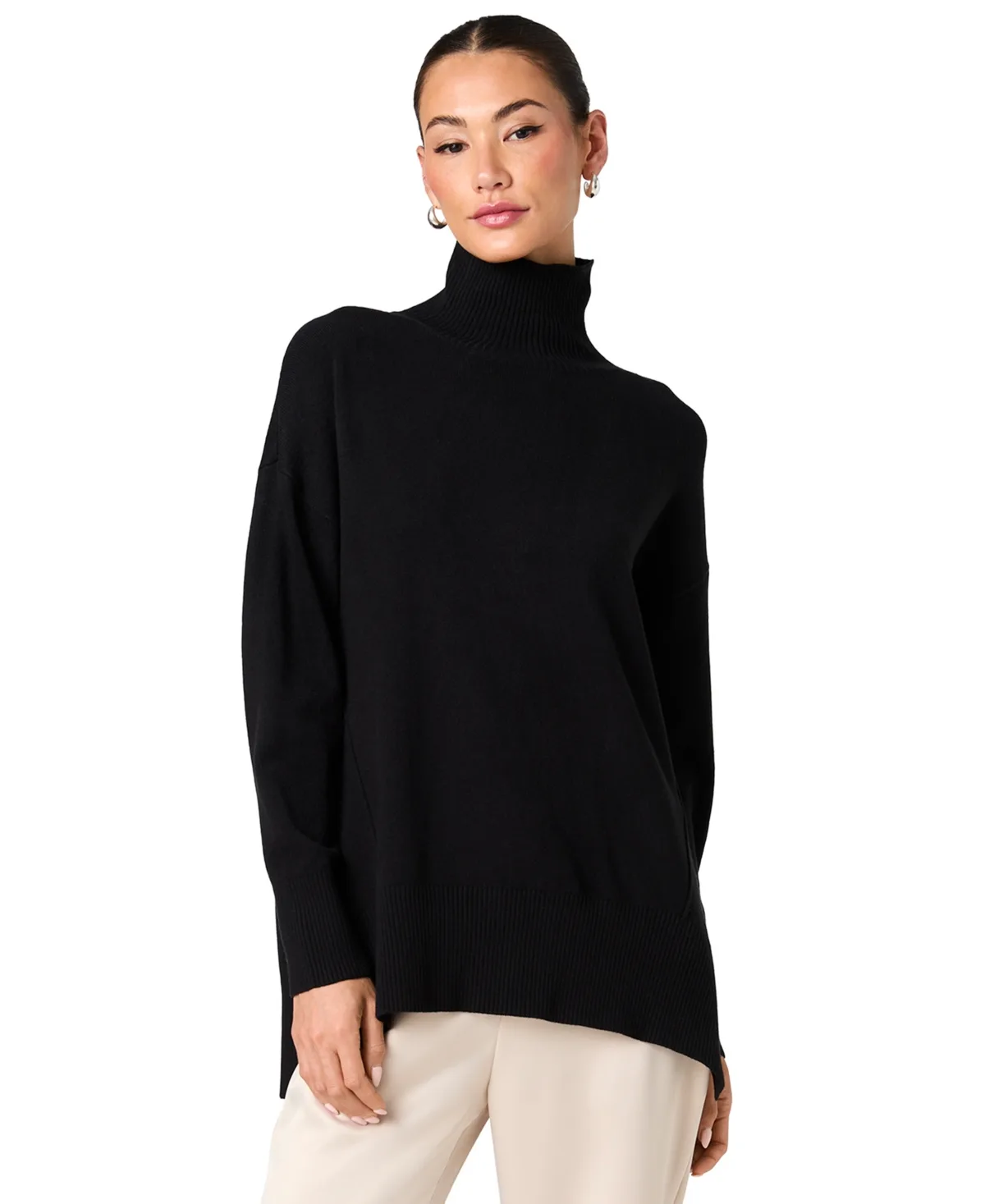 Long-Sleeve Turtleneck Side-Slit Sweater by French Connection