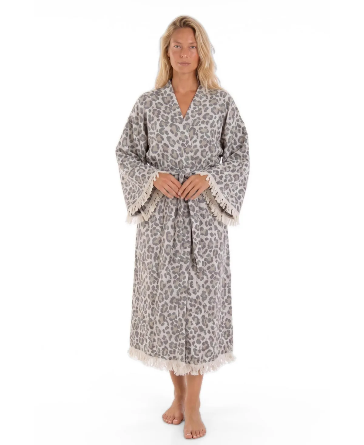 Calista Handwoven-Jacquard Long-Sleeve Fringe Robe by Tutunaki