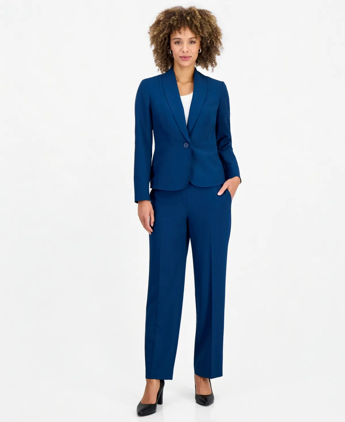 Shawl-Collar Wide-Leg Jacket and Pants Suit, 2-Piece Set by Le Suit