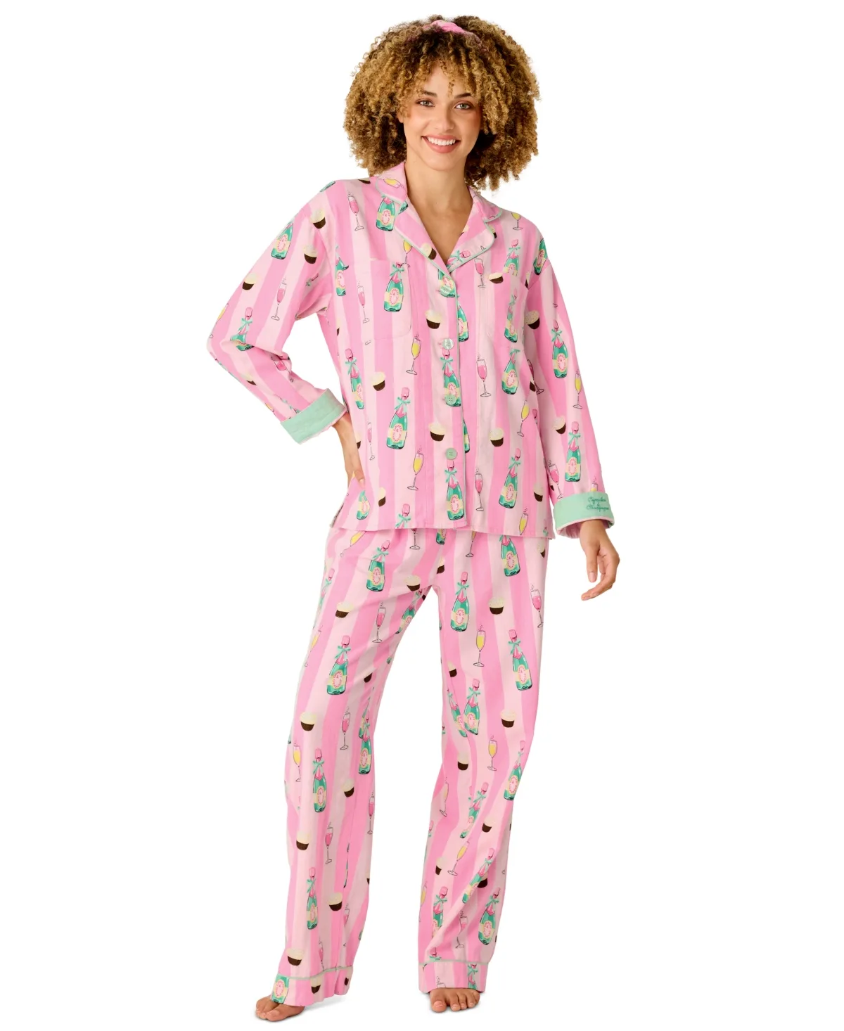 Flannel Long-Sleeve Print Top and Pants, 2-Piece Set by PJ Salvage