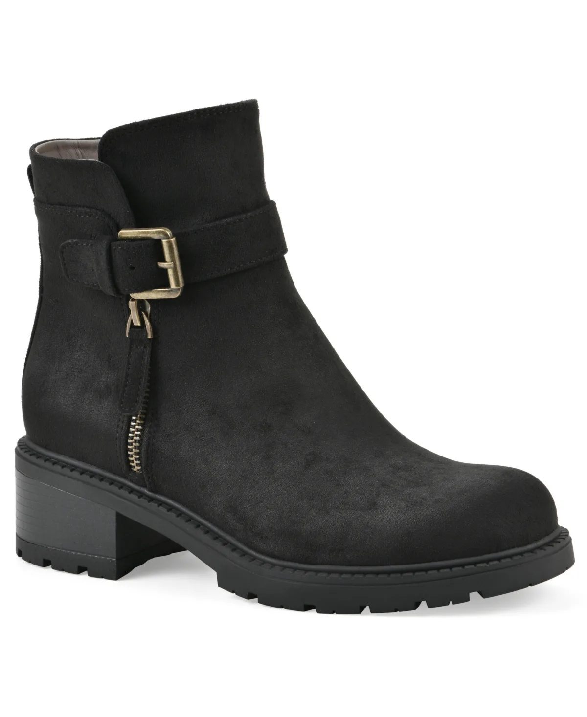 Bodie Lug Sole Booties - Black Fabric by White Mountain