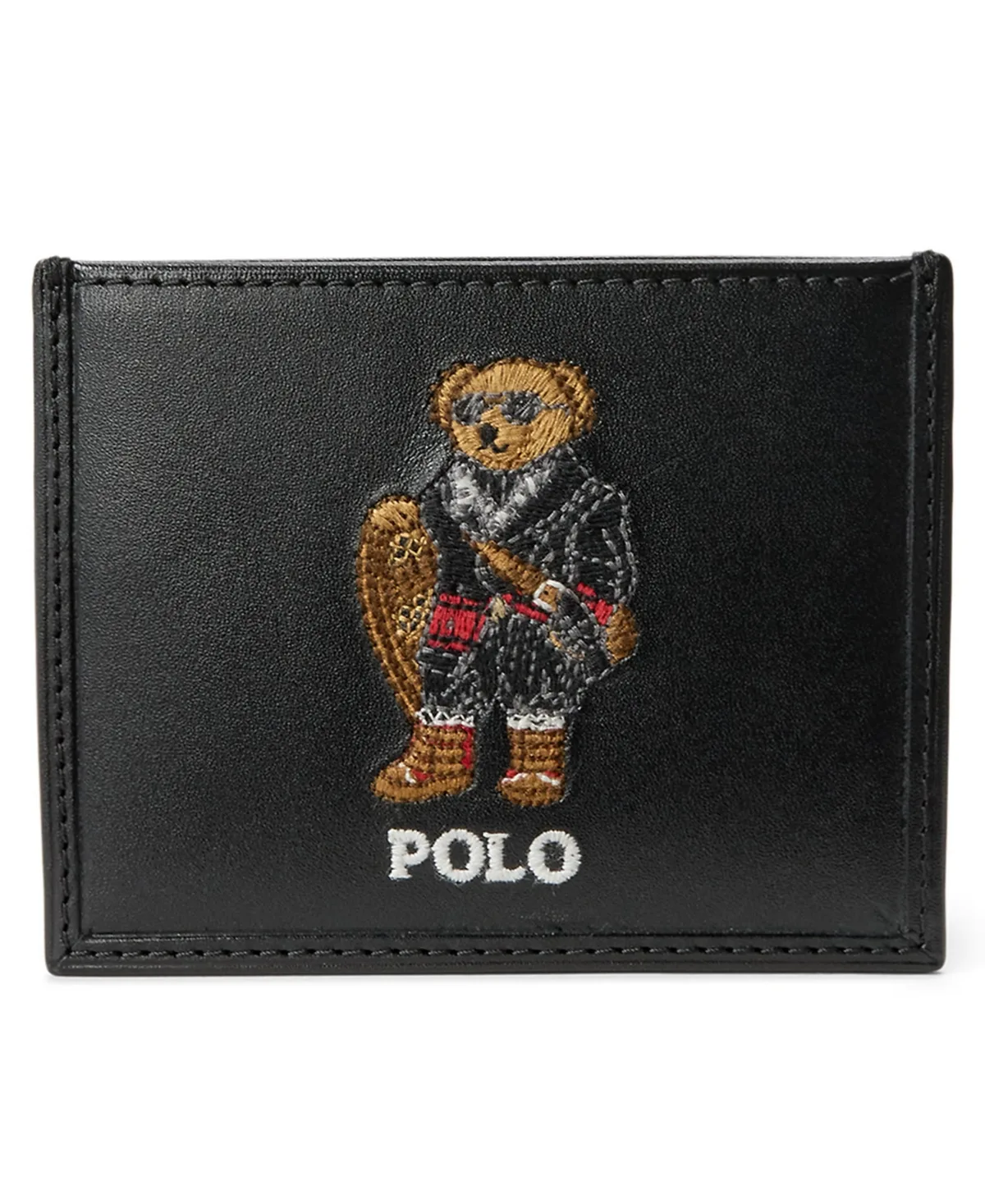 Polo Bear Leather Embroidered Card Case Wallet by Polo Ralph Lauren