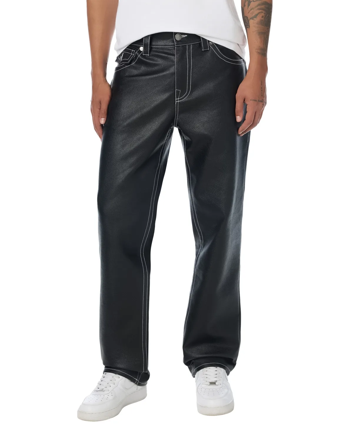 Ricky Faux Leather Straight-Leg Jeans by True Religion