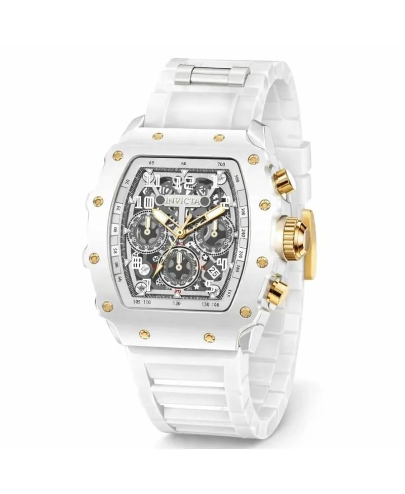 Quartz Nitro Gen White Rubber Watch, Water-Resistant, 43.2mm by Invicta