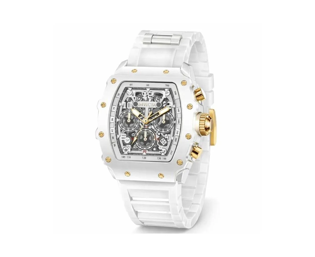 Quartz Nitro Gen White Rubber Watch, Water-Resistant, 43.2mm by Invicta