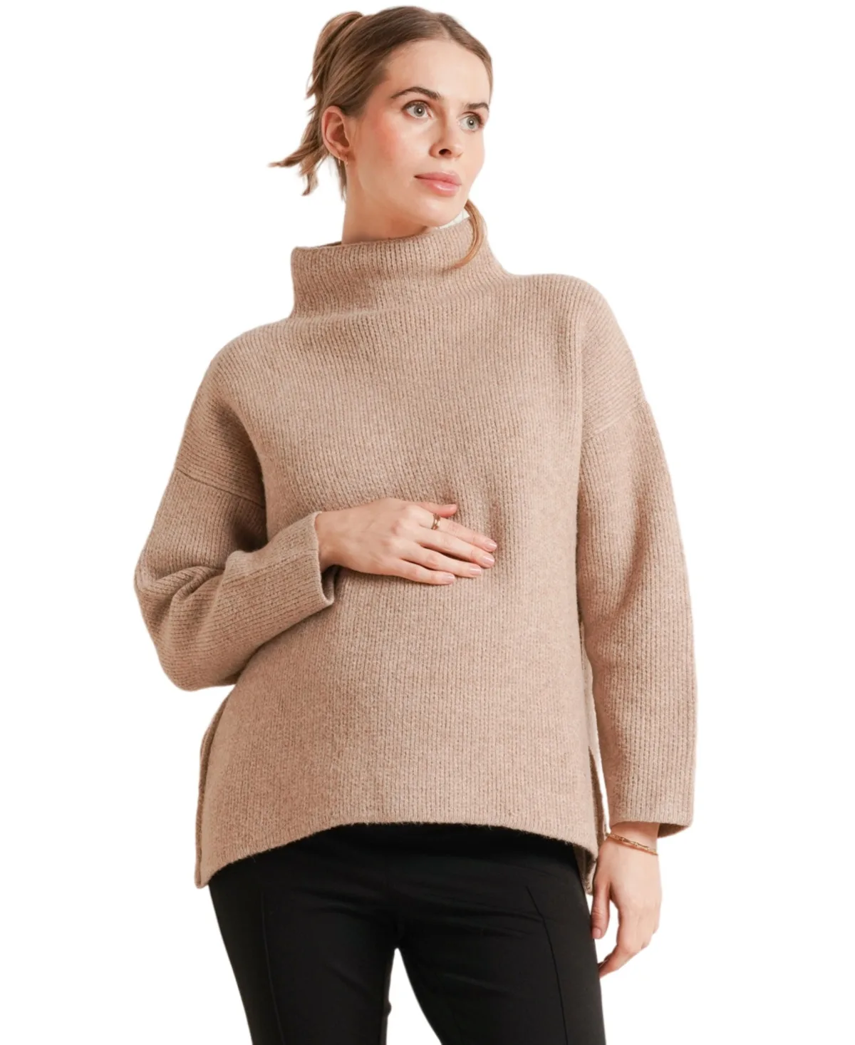 Lia Nursing Long-Sleeve Turtleneck Oversized Sweater by Nom Maternity