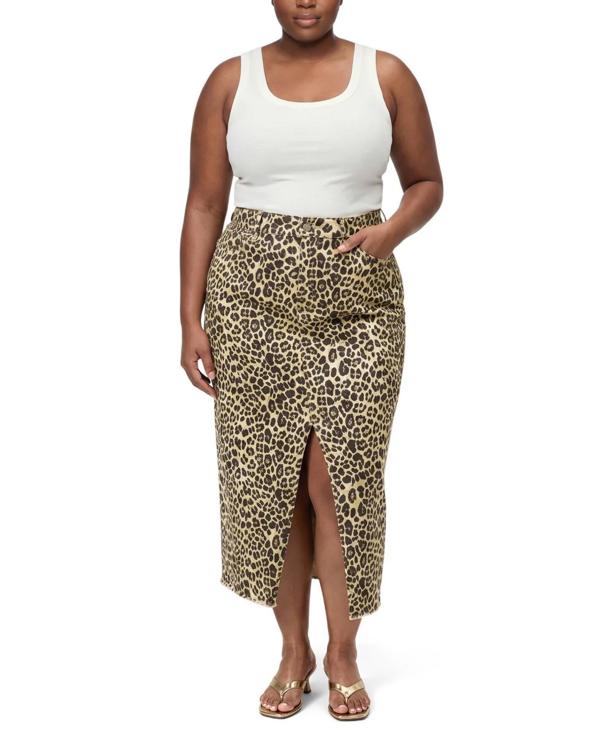 High-Waisted Denim Midi Skirt by Torrid