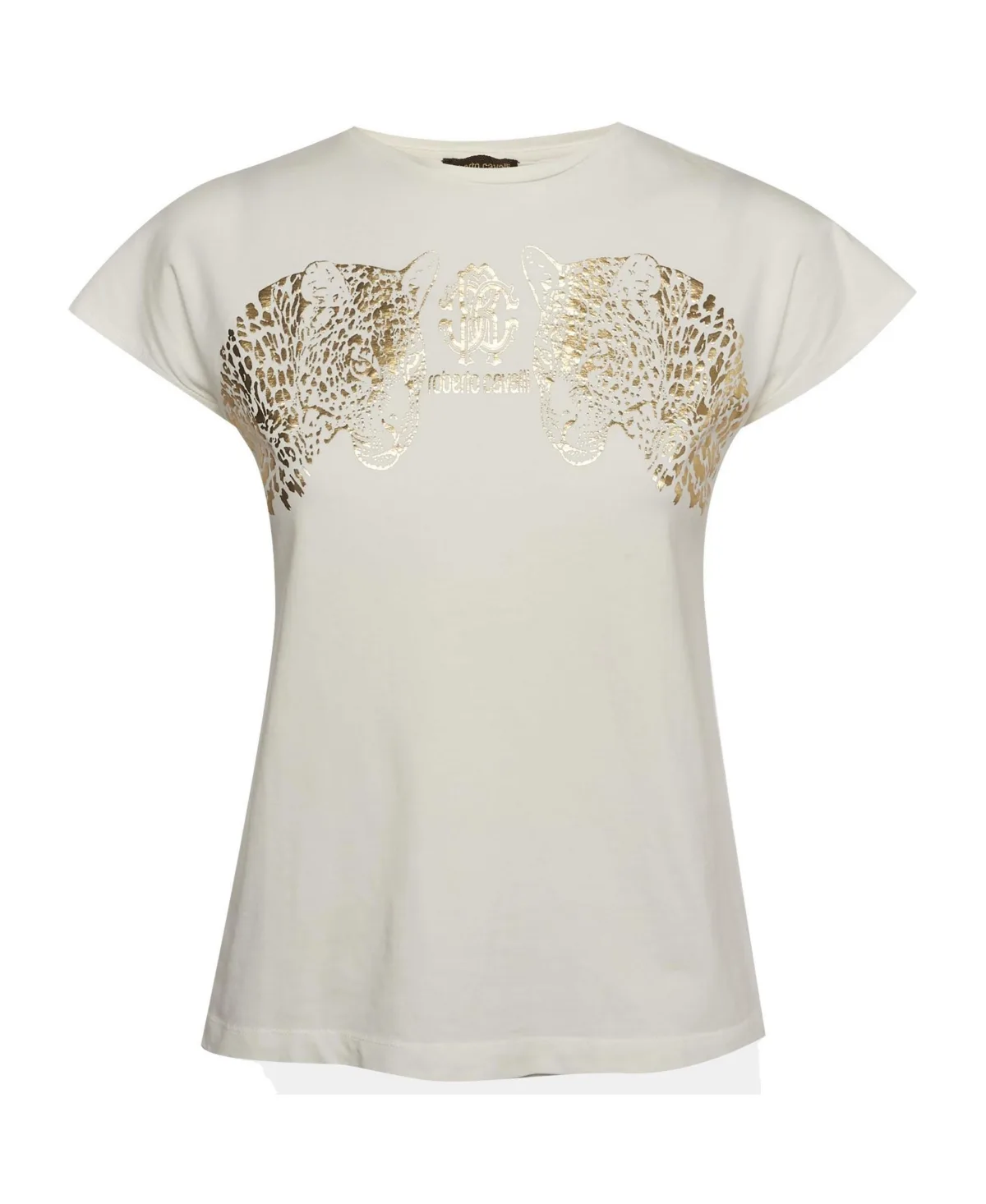 Pre-Owned Leopard Graphic Jersey T-Shirt by Roberto Cavalli