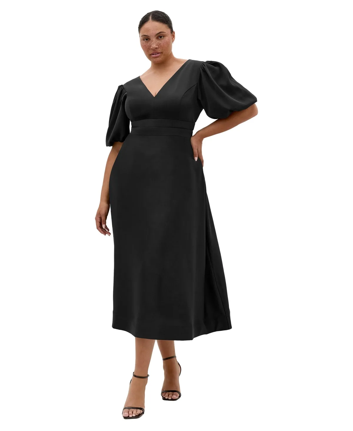 Lula Puff Sleeve Midi Dress by City Chic