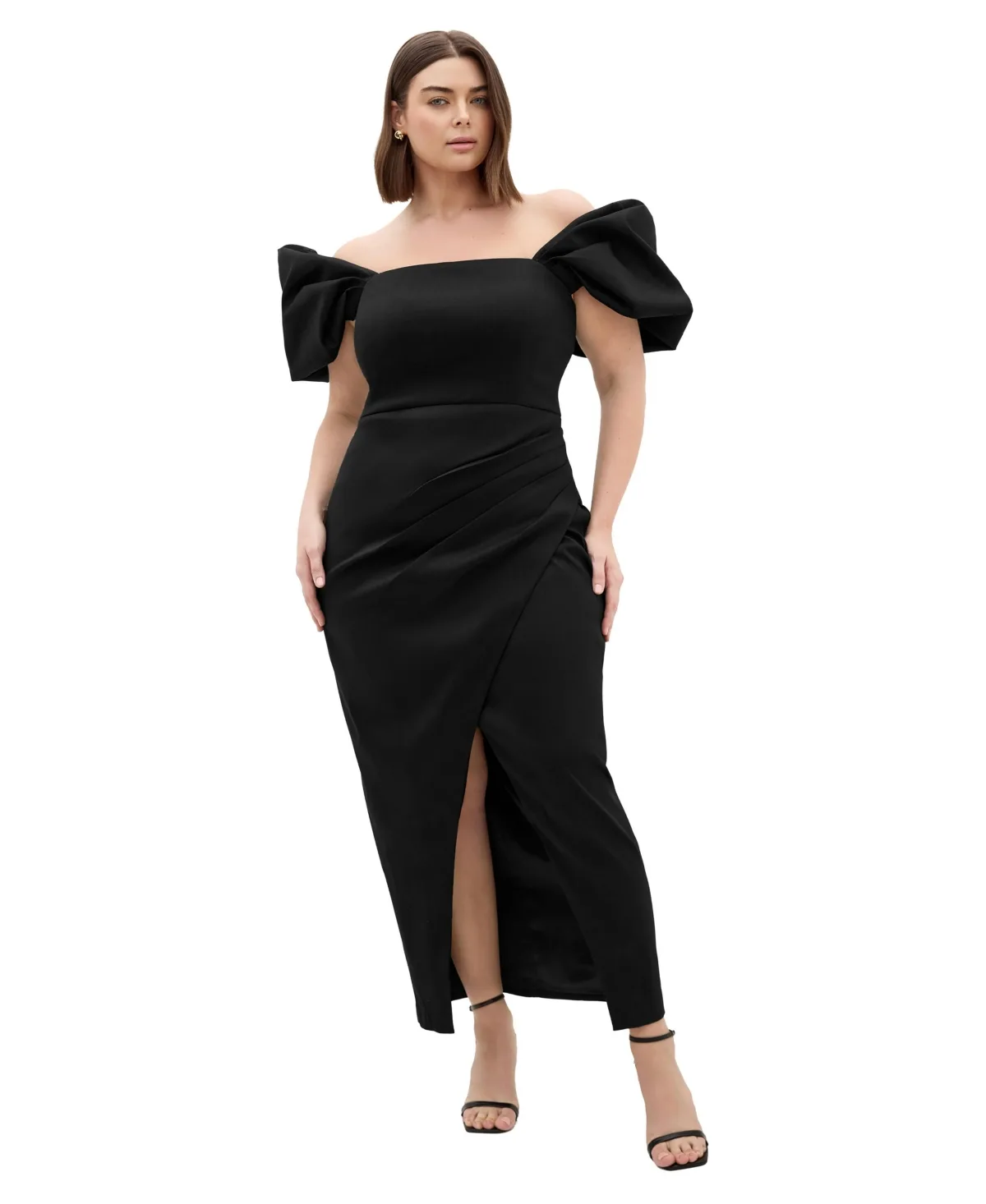 Elyse Puff-Sleeve Off-Shoulder Maxi Dress