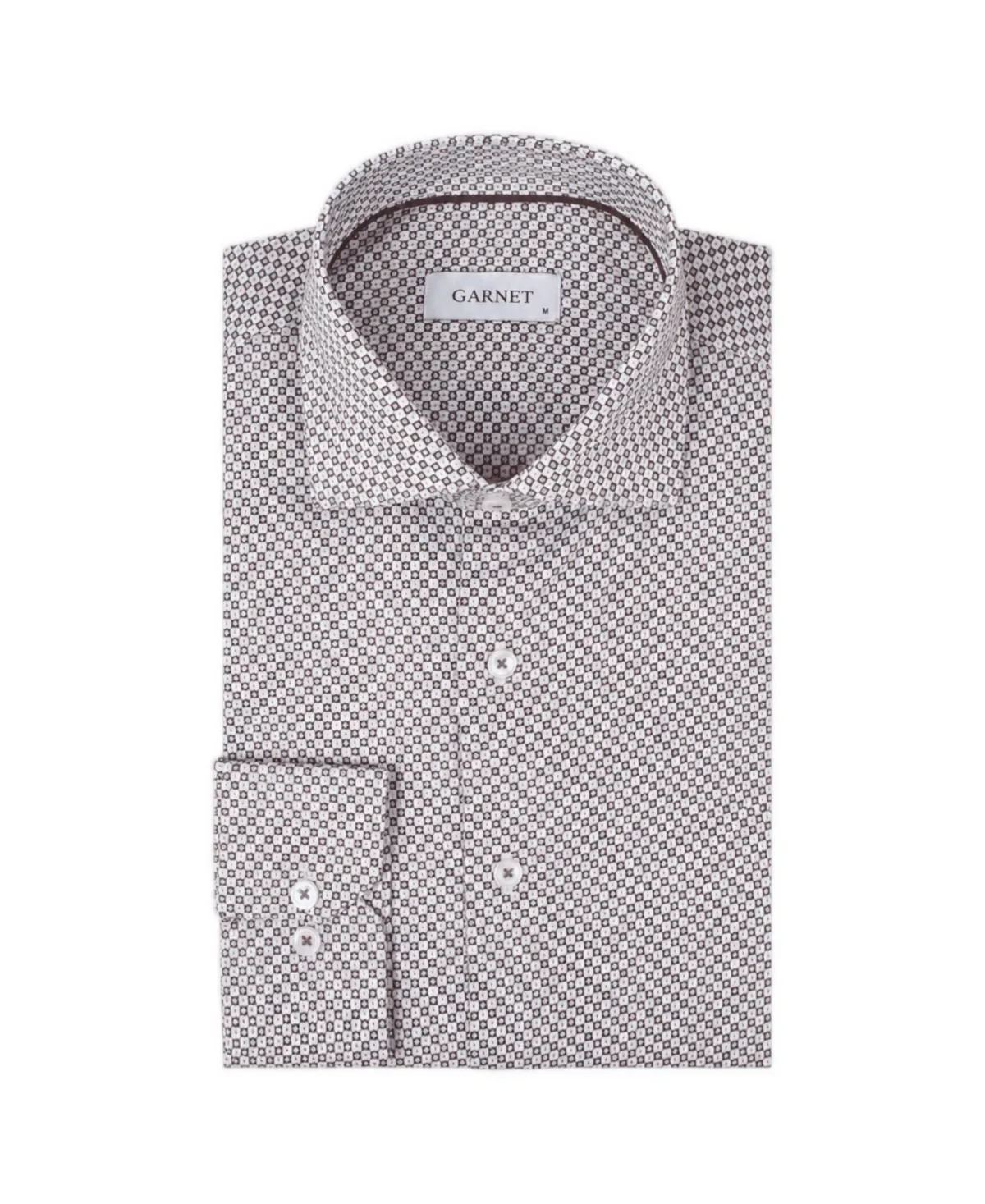 Ives Long-Sleeve Regular-Fit Micro-Check Dress Shirt by Garnet